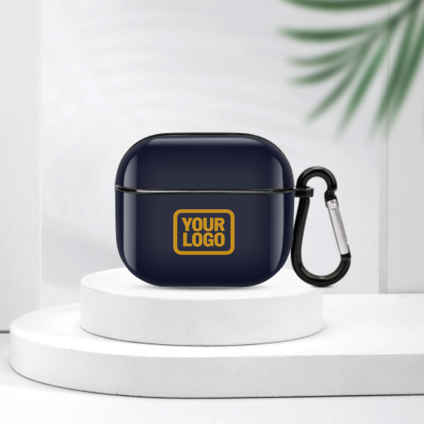 Maßgeschneidertes Stahlblau Gelb AirPods-Hülle (3. Generation)