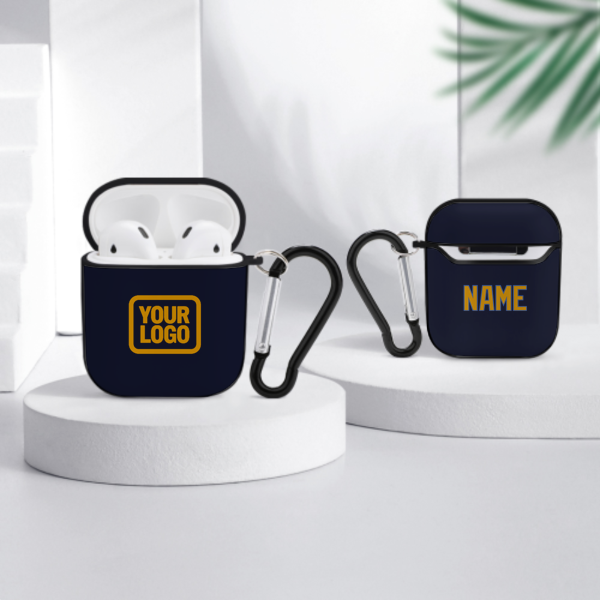 Maßgeschneidertes Stahlblau Gelb AirPods-Hülle