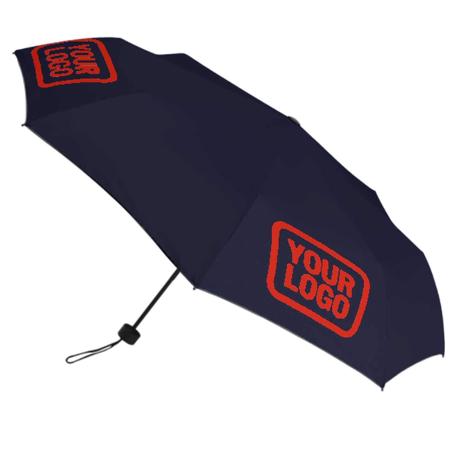 Maßgeschneidertes Stahlblau Orangerot Automatik-Regenschirm