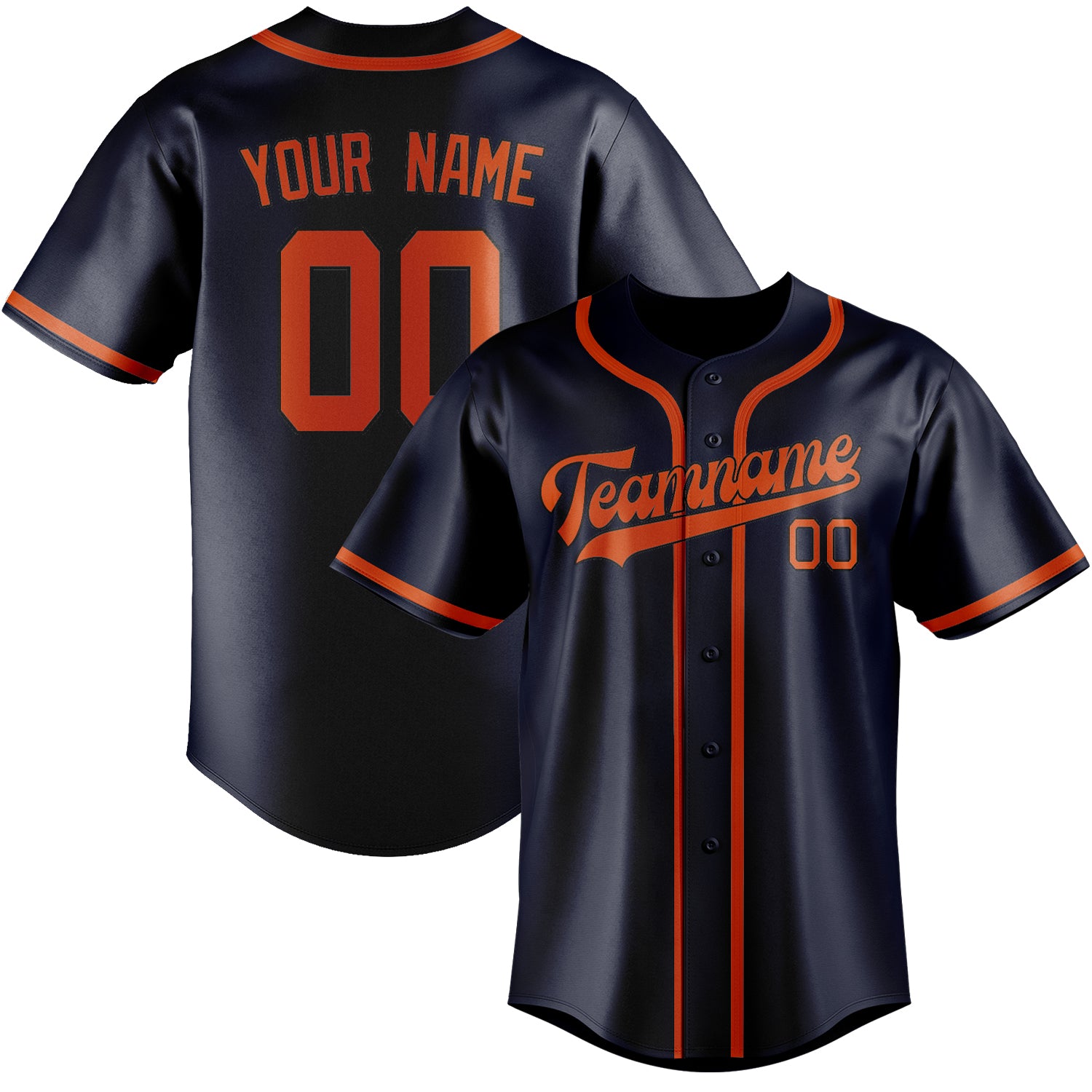 Benutzerdefiniertes Professionelles Stahlblau Orangerot Baseballtrikot
