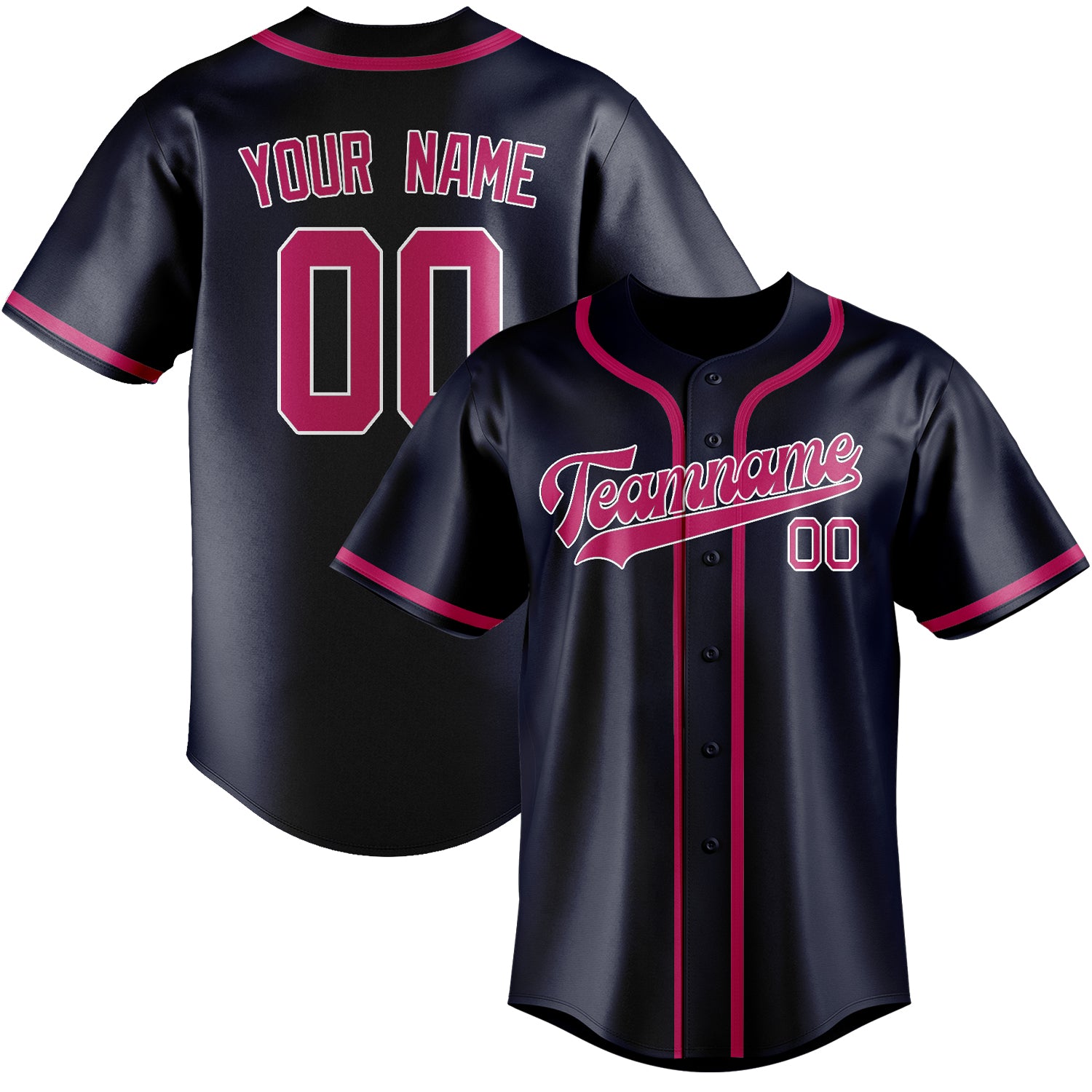 Benutzerdefiniertes Professionelles Stahlblau Rosarot Baseballtrikot