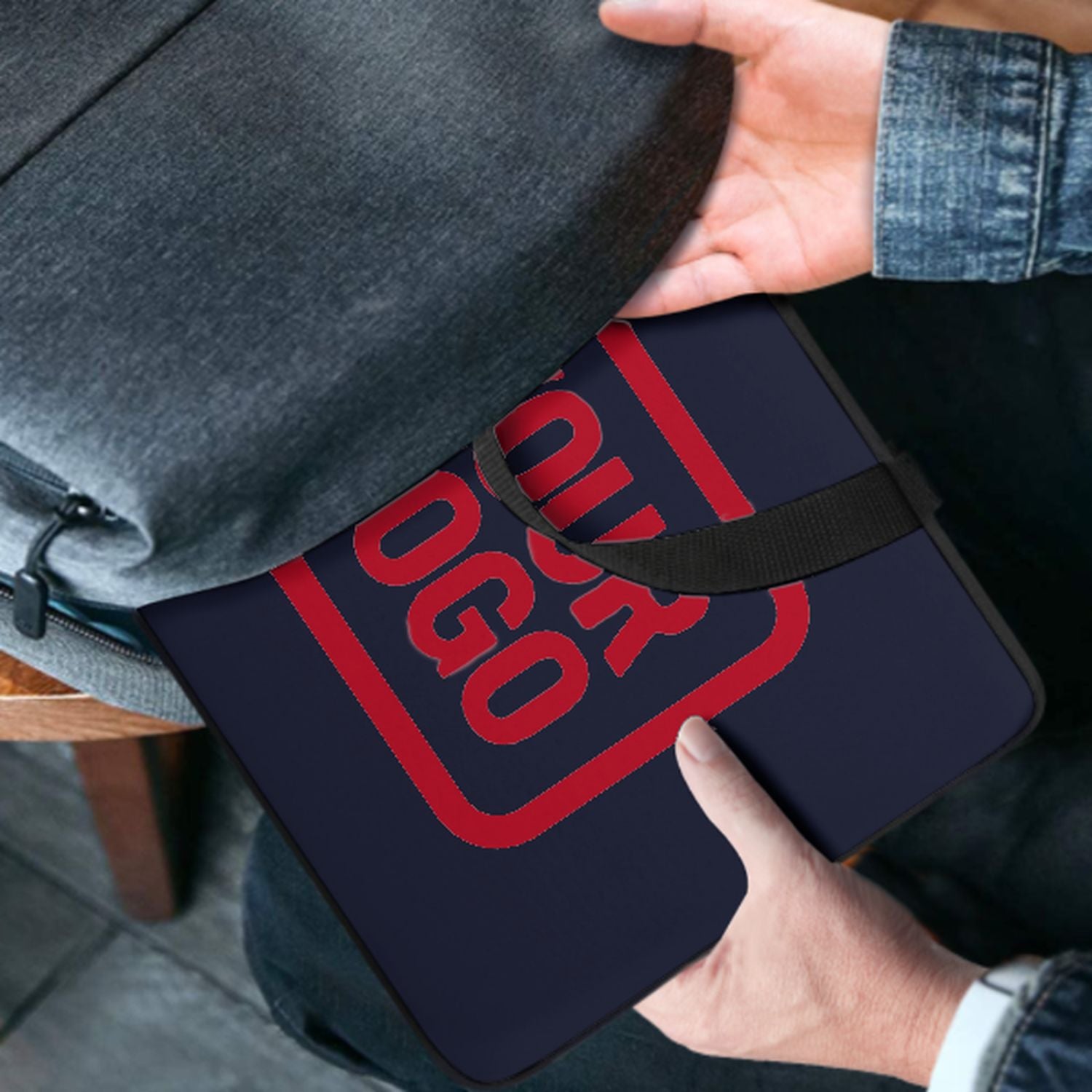 Maßgeschneidertes Stahlblau Red Laptop Tasche