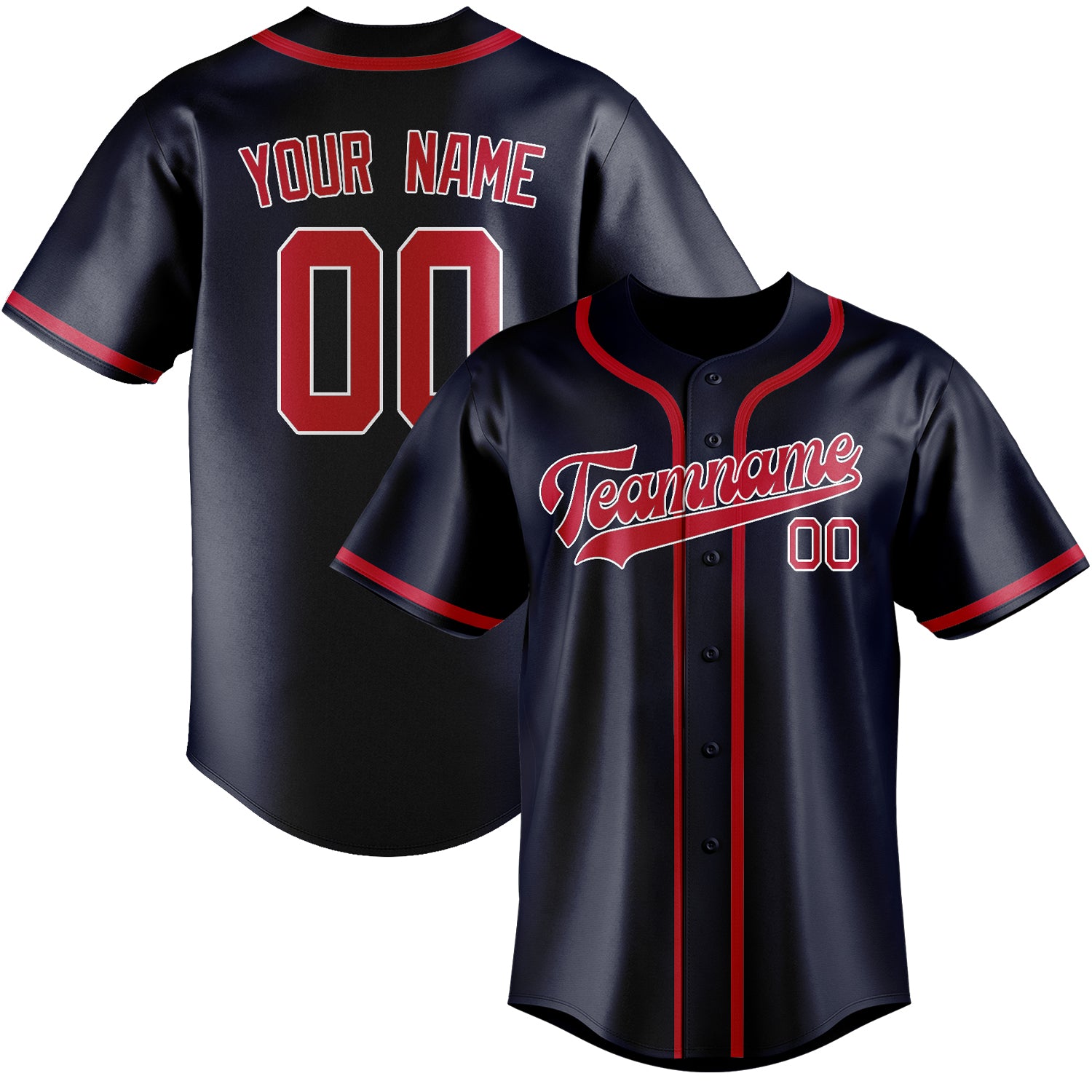 Benutzerdefiniertes Professionelles Stahlblau Rot Baseballtrikot