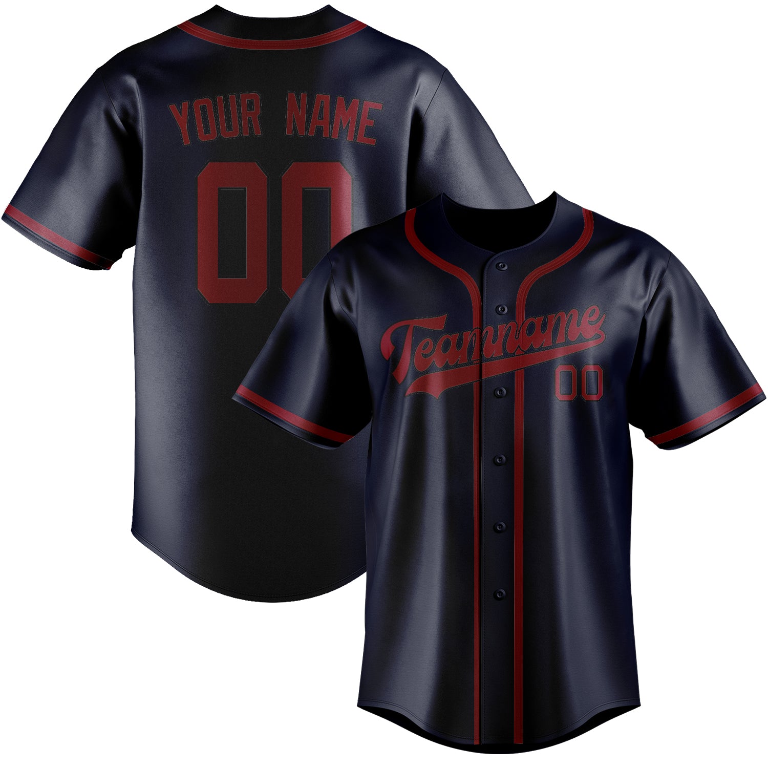 Benutzerdefiniertes Professionelles Stahlblau Karmesinrot Baseballtrikot