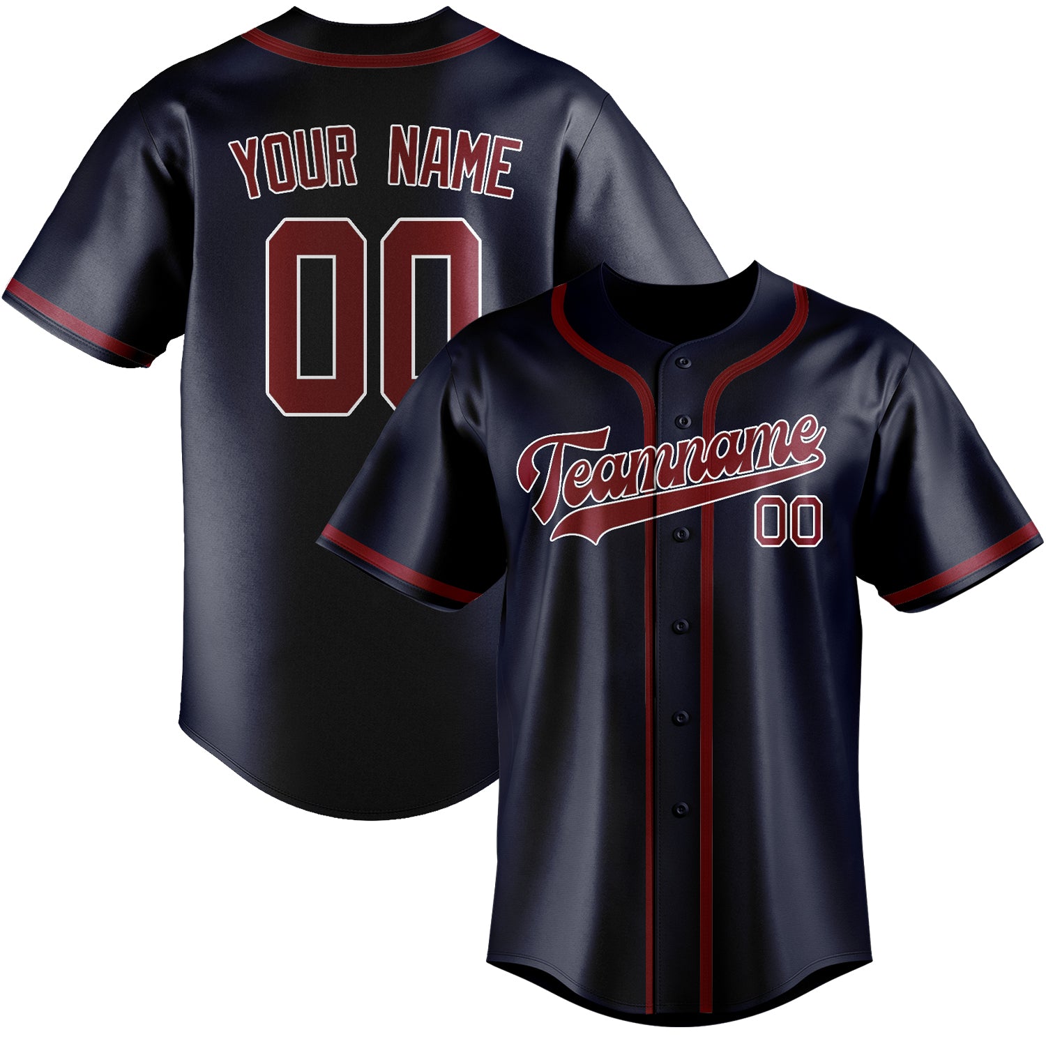 Benutzerdefiniertes Professionelles Stahlblau Karmesinrot Baseballtrikot
