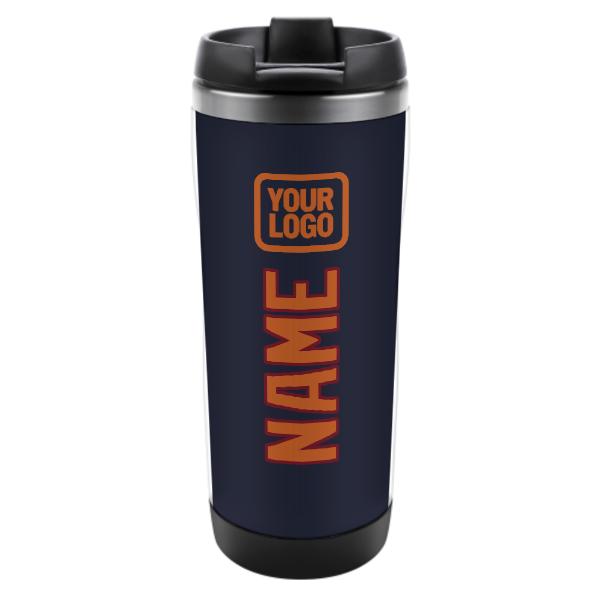 Maßgeschneidertes Stahlblau Orange Edelstahlbecher