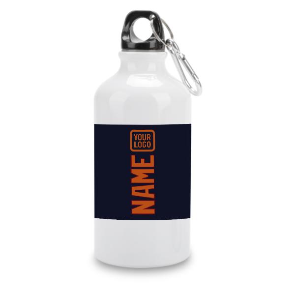 Maßgeschneidertes Stahlblau Orange Sportflasche