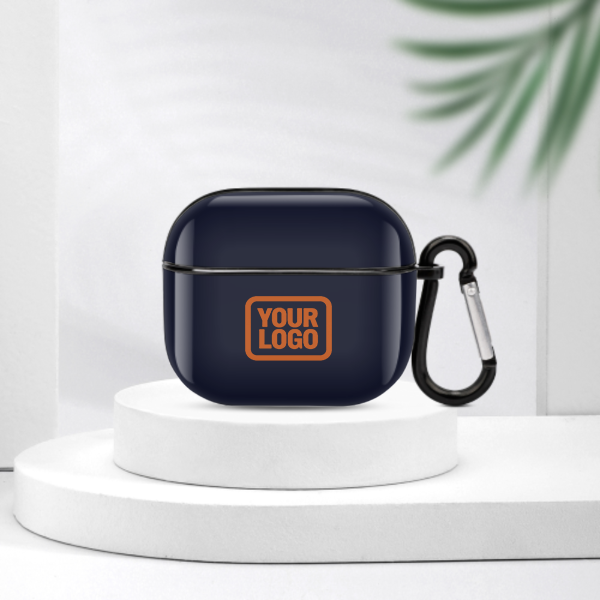Maßgeschneidertes Stahlblau Orange AirPods-Hülle (3. Generation)