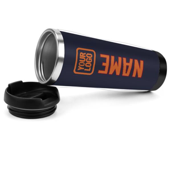 Maßgeschneidertes Stahlblau Orange Edelstahlbecher