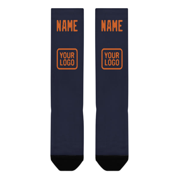Maßgeschneidertes Stahlblau Orange Kniestrümpfe