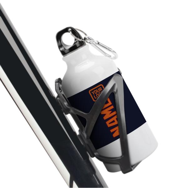 Maßgeschneidertes Stahlblau Orange Sportflasche
