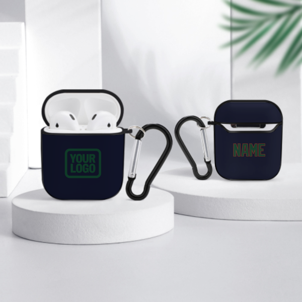 Maßgeschneidertes Stahlblau Moosgrün AirPods-Hülle