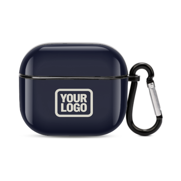 Maßgeschneidertes Stahlblau Beige AirPods-Hülle (3. Generation)