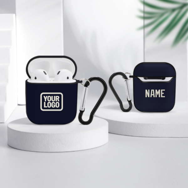 Maßgeschneidertes Stahlblau Beige AirPods-Hülle