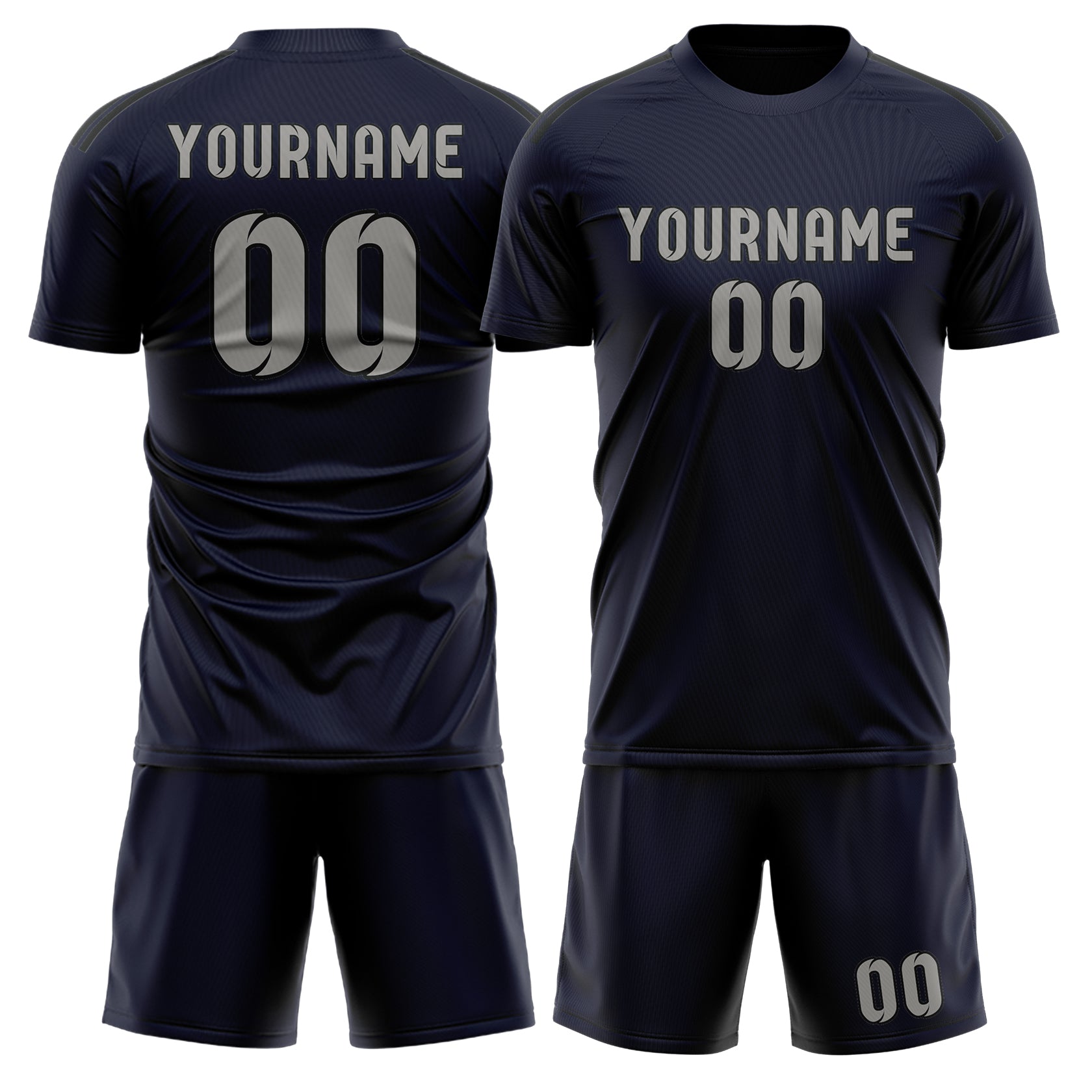 Maßgeschneidertes Professionelles Stahlblau Grau Fußballtrikot-Set