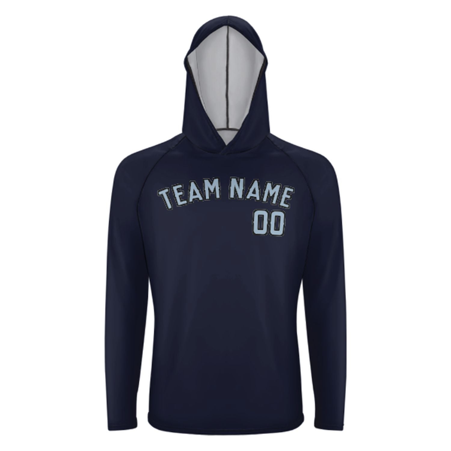 Maßgeschneidertes Stahlblau Hellblau UV-Hoodie