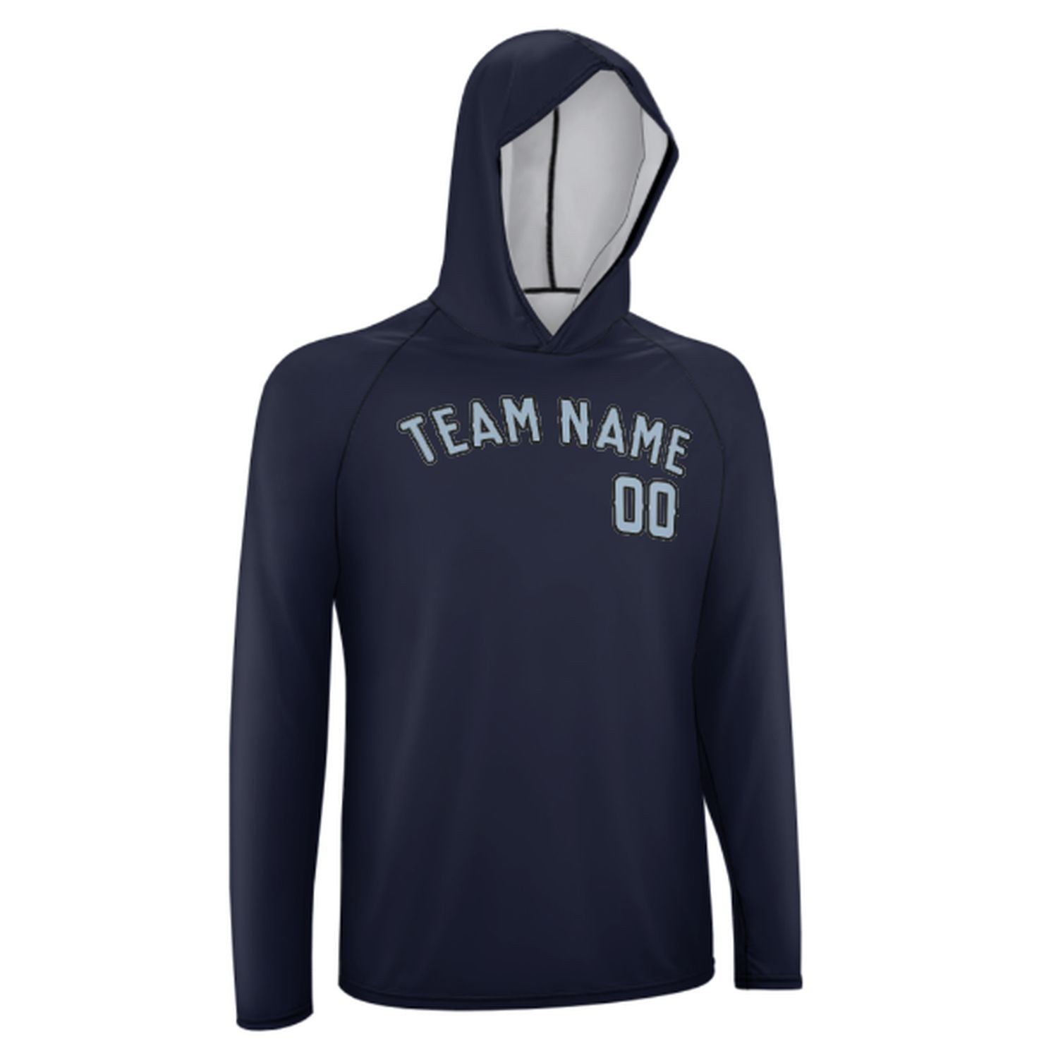 Maßgeschneidertes Stahlblau Hellblau UV-Hoodie