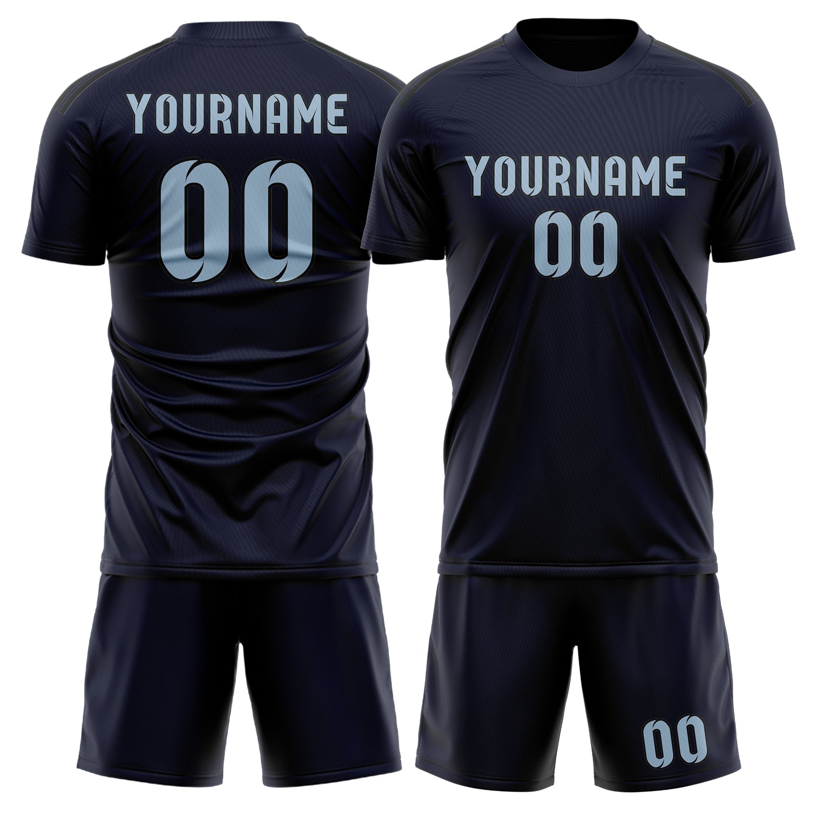 Maßgeschneidertes Professionelles Stahlblau Hellblau Fußballtrikot-Set