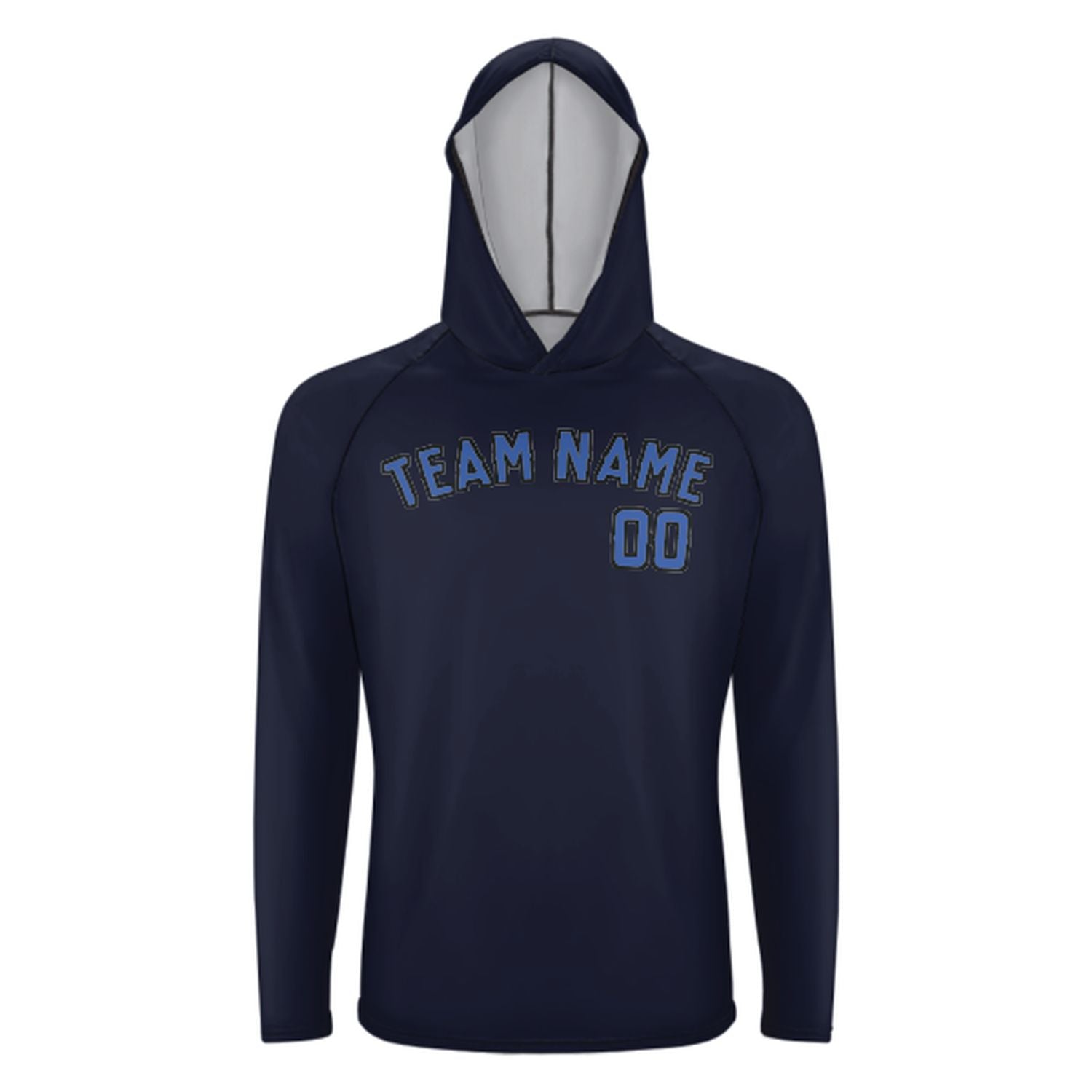 Maßgeschneidertes Stahlblau Himmelblau UV-Hoodie