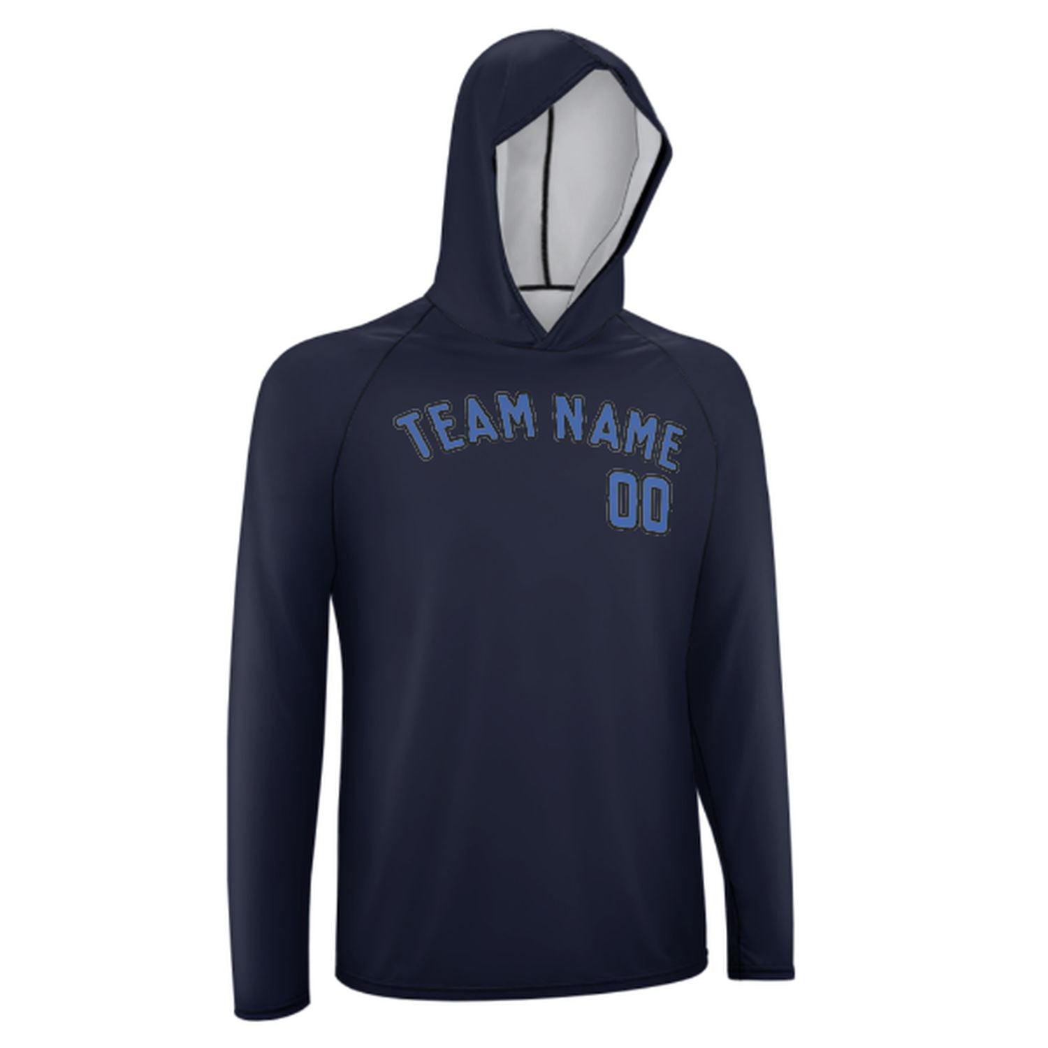 Maßgeschneidertes Stahlblau Himmelblau UV-Hoodie