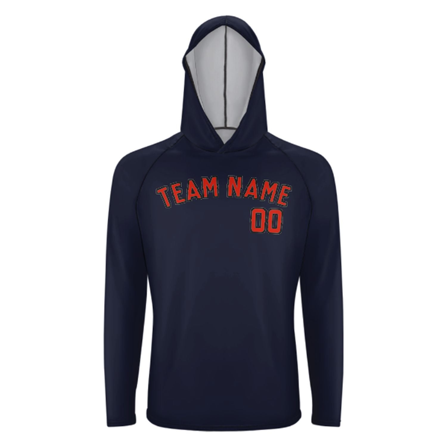 Maßgeschneidertes Stahlblau Orangerot UV-Hoodie