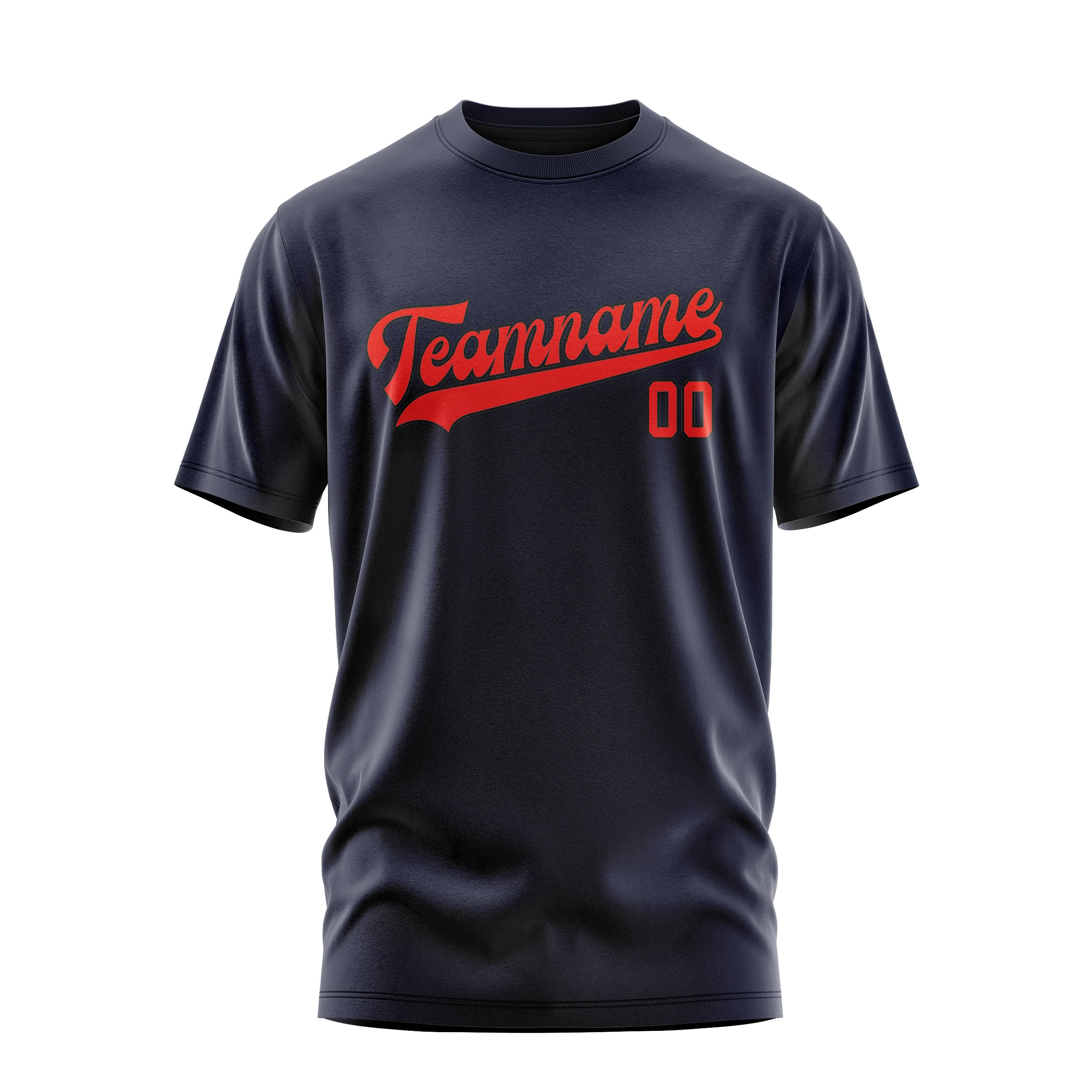 Maßgeschneidertes Stahlblau Orangerot T-Shirt