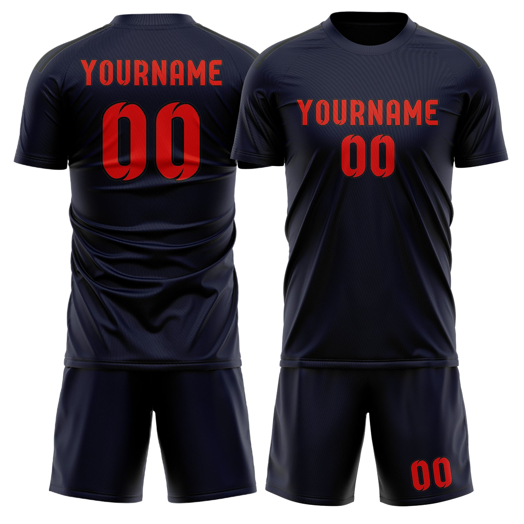 Maßgeschneidertes Professionelles Stahlblau Orangerot Fußballtrikot-Set