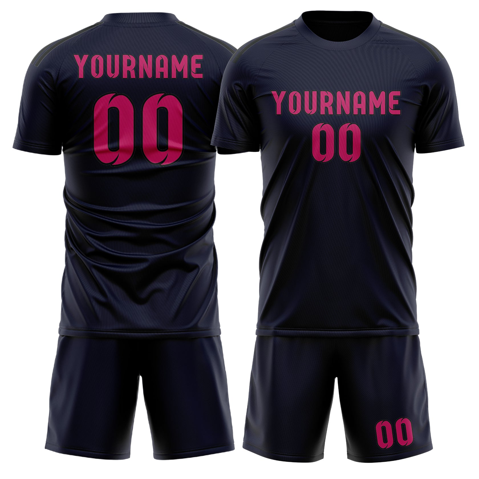 Maßgeschneidertes Professionelles Stahlblau Rosarot Fußballtrikot-Set
