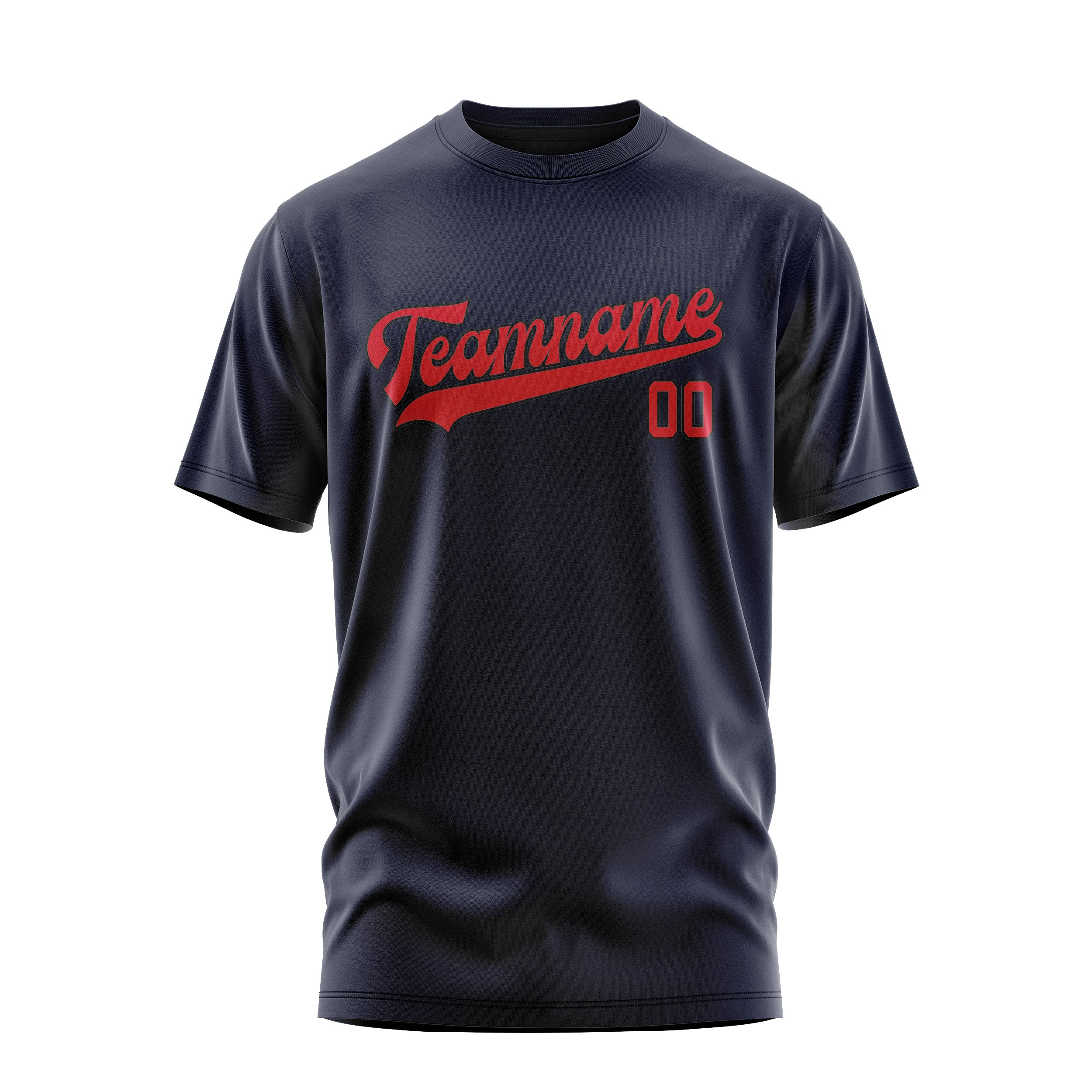 Maßgeschneidertes Stahlblau Rot T-Shirt