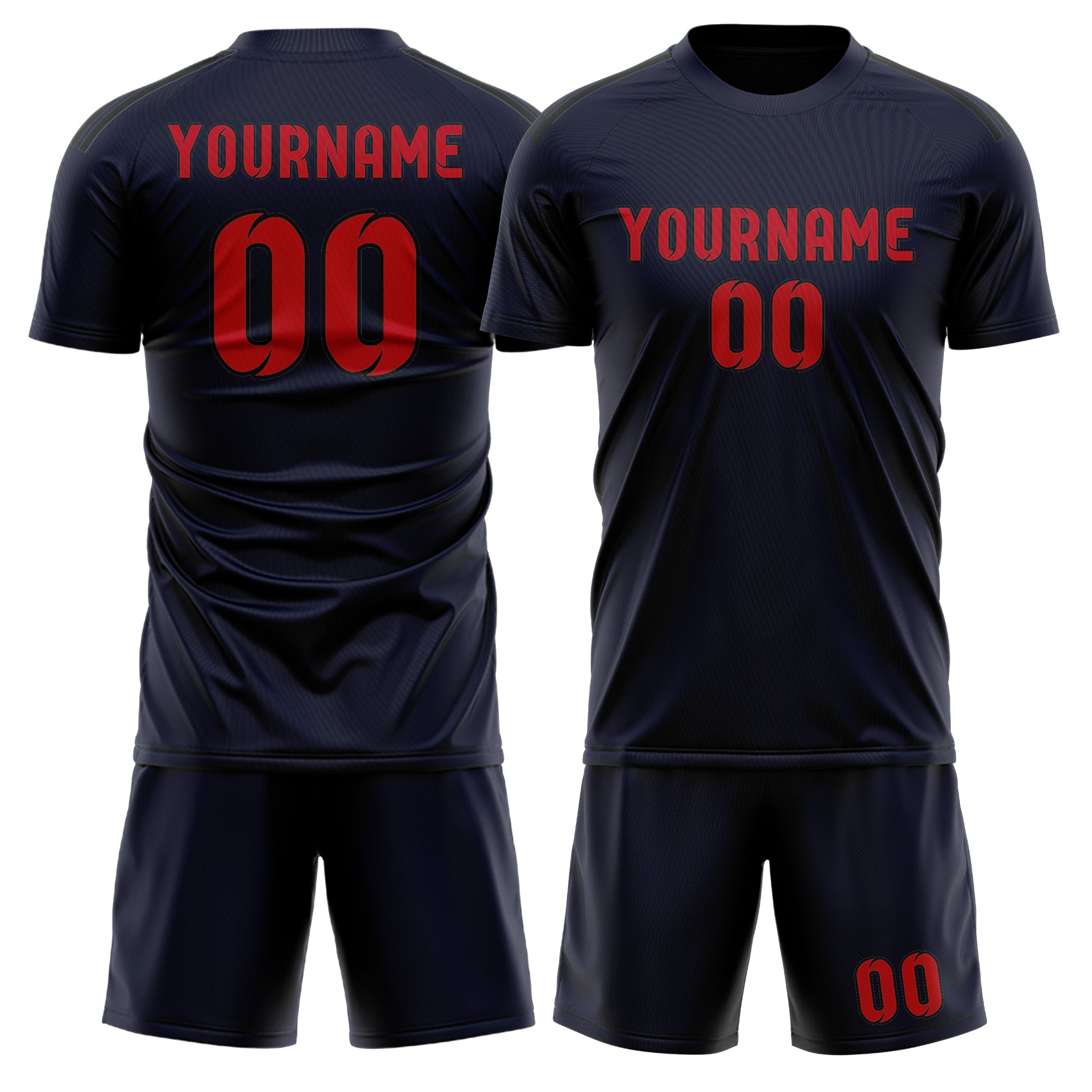 Maßgeschneidertes Professionelles Stahlblau Rot Fußballtrikot-Set