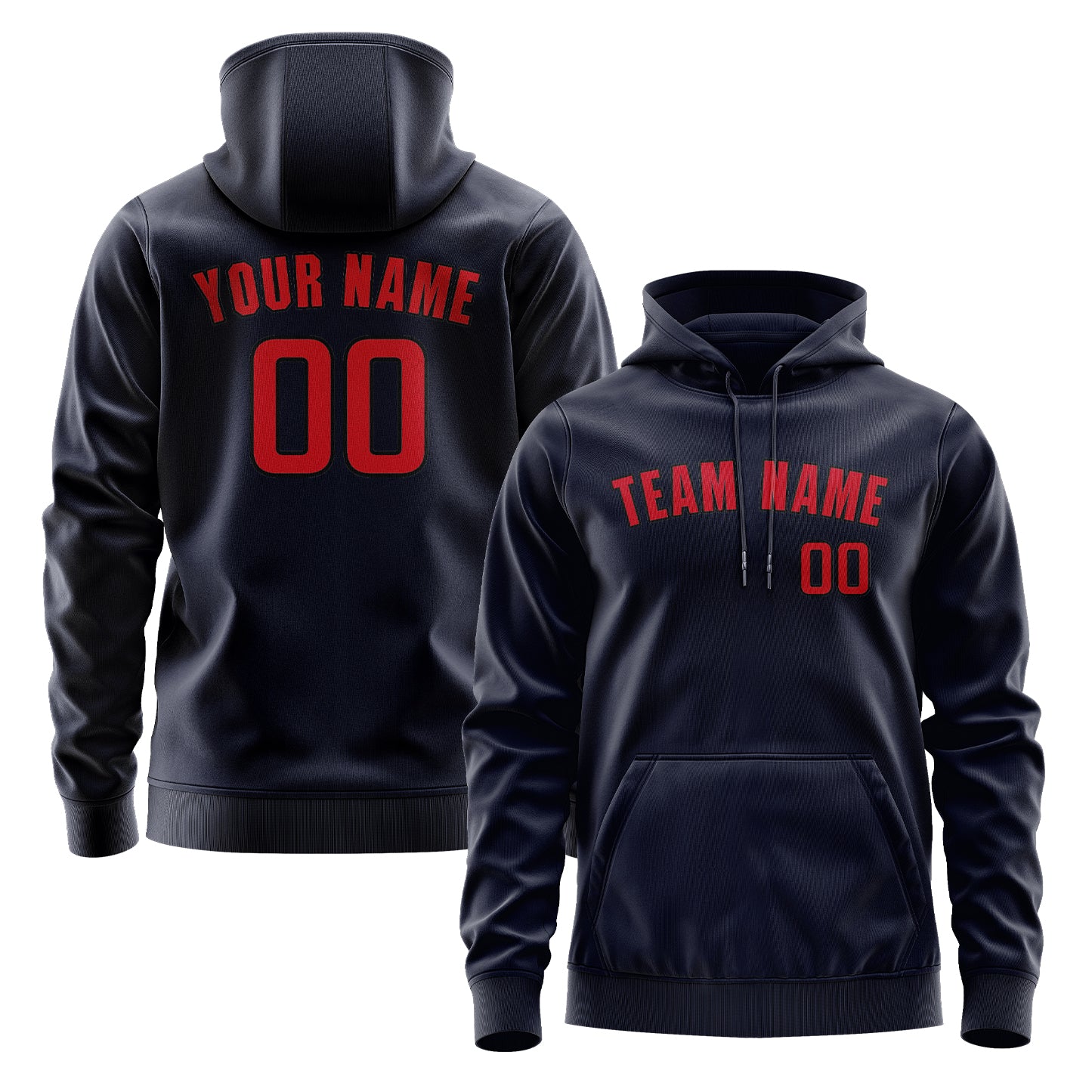 Maßgeschneidertes Stahlblau Rot Hoodie