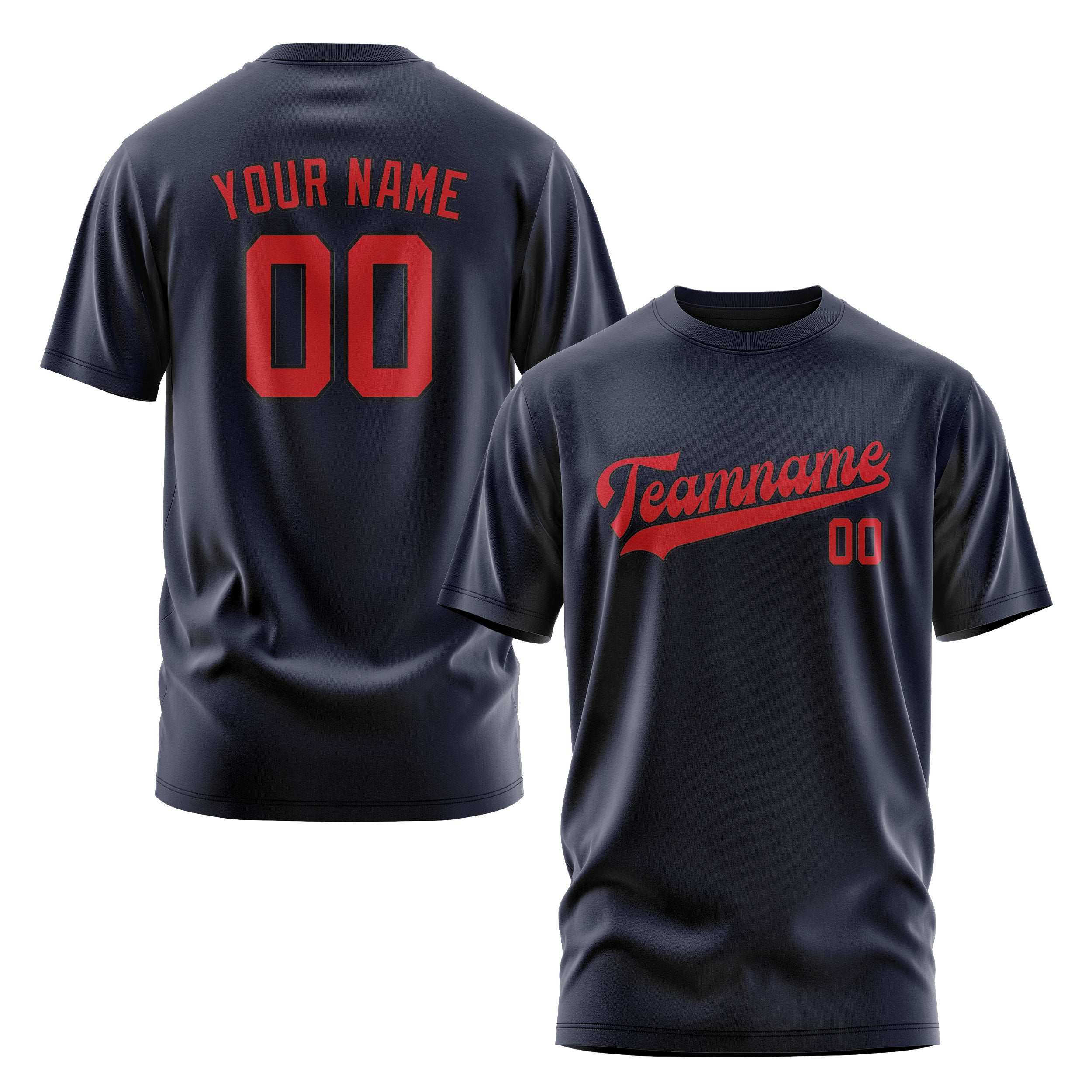 Maßgeschneidertes Stahlblau Rot T-Shirt