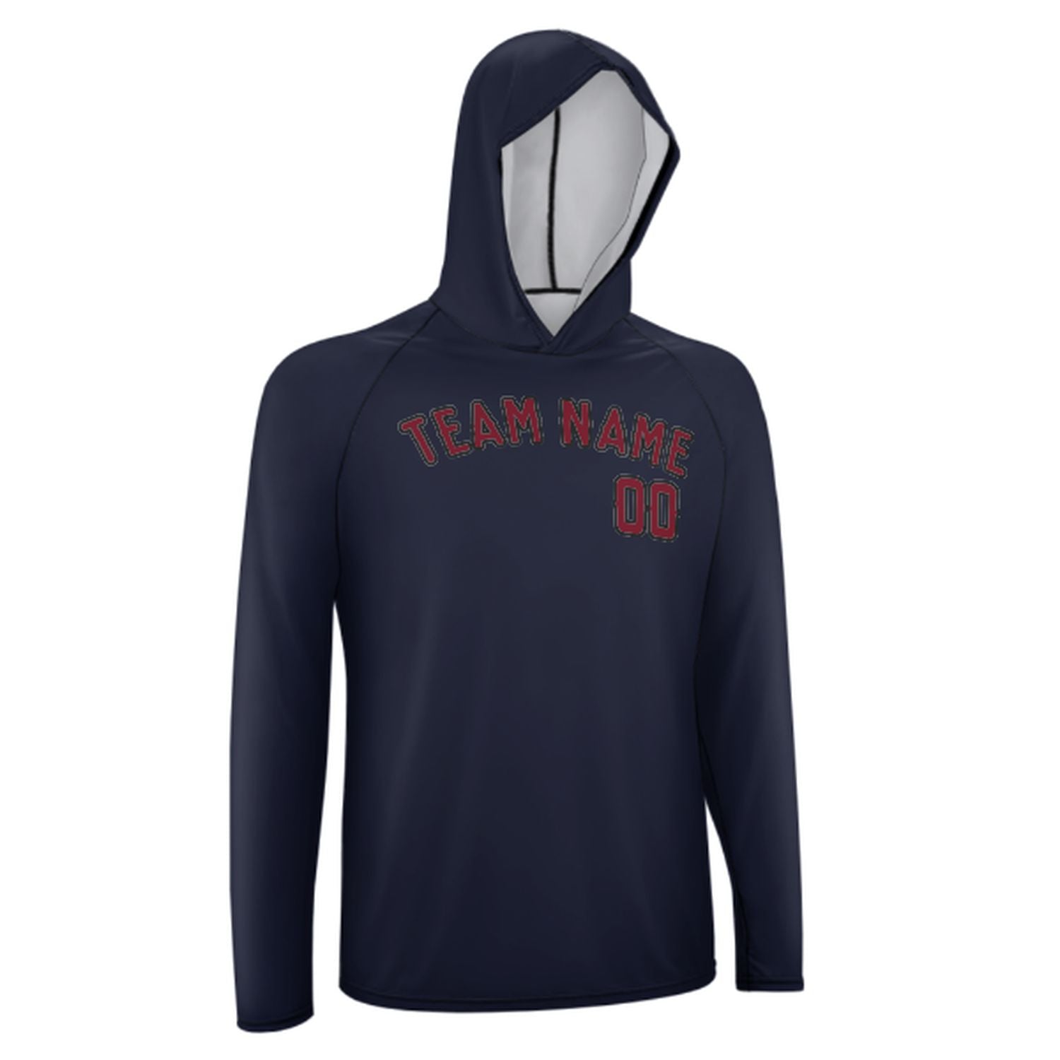 Maßgeschneidertes Stahlblau Karmesinrot UV-Hoodie