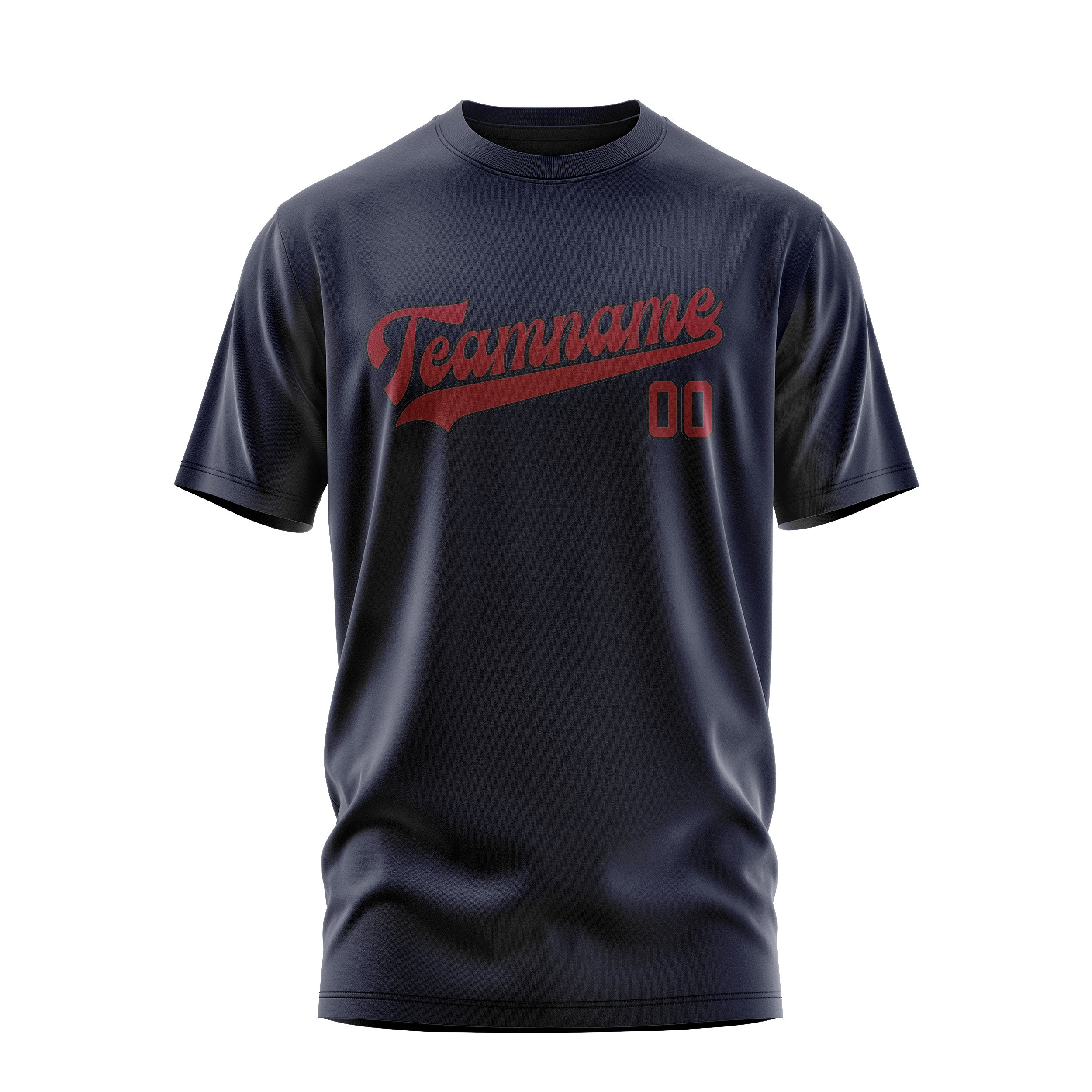 Maßgeschneidertes Stahlblau Karmesinrot T-Shirt