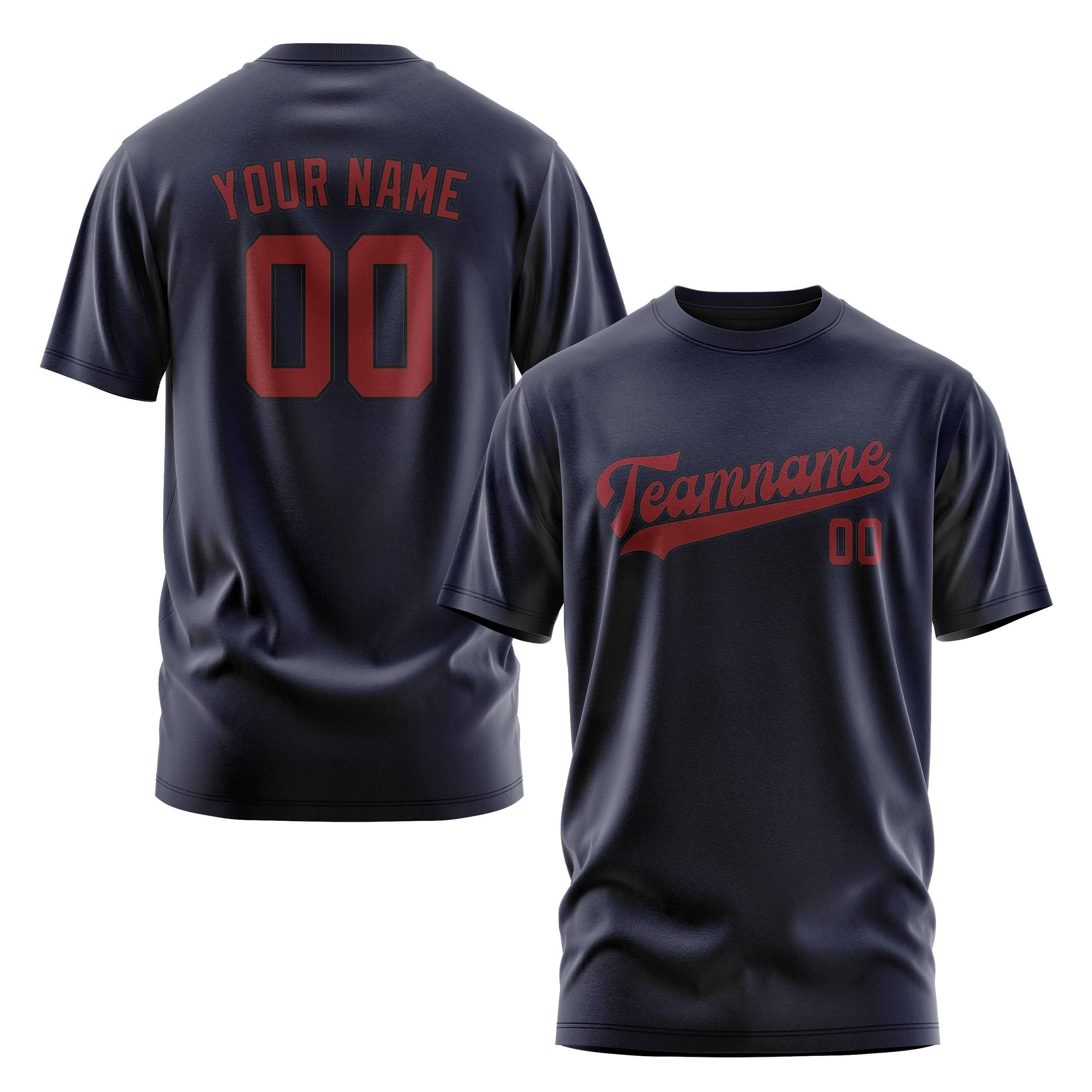 Maßgeschneidertes Stahlblau Karmesinrot T-Shirt