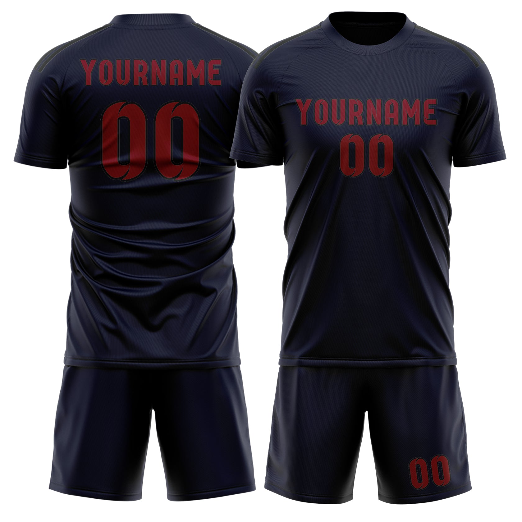 Maßgeschneidertes Professionelles Stahlblau Karmesinrot Fußballtrikot-Set