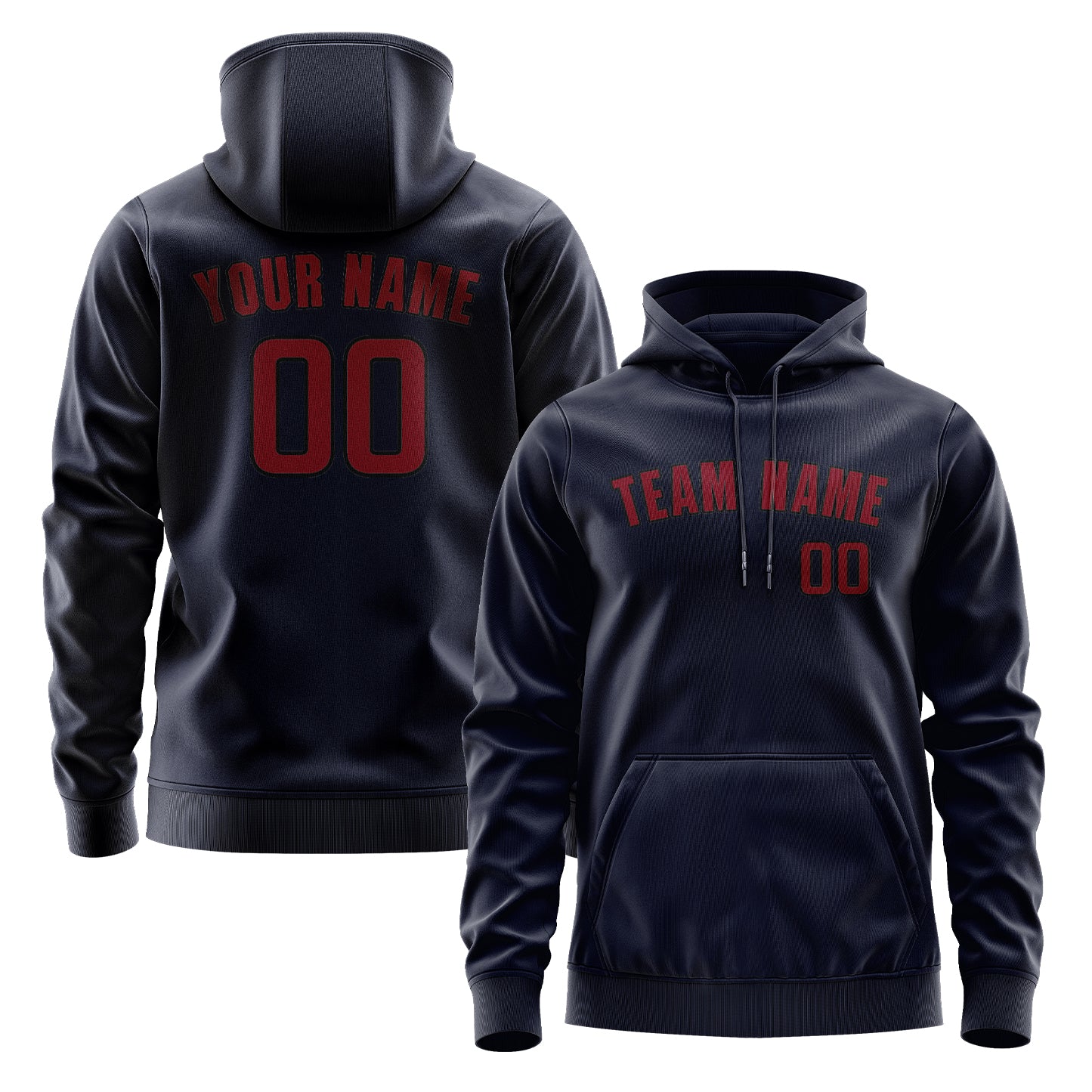 Maßgeschneidertes Stahlblau Karmesinrot Hoodie
