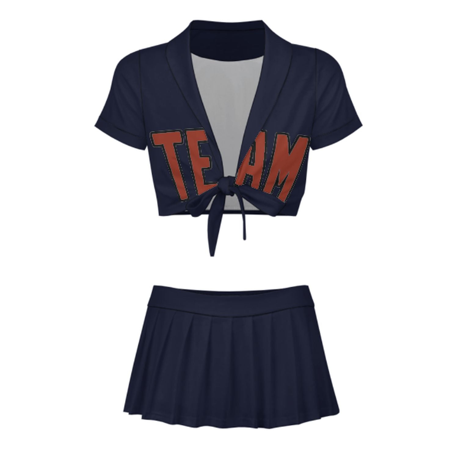 Completo da cheerleader personalizzato blu acciaio corallo rosso