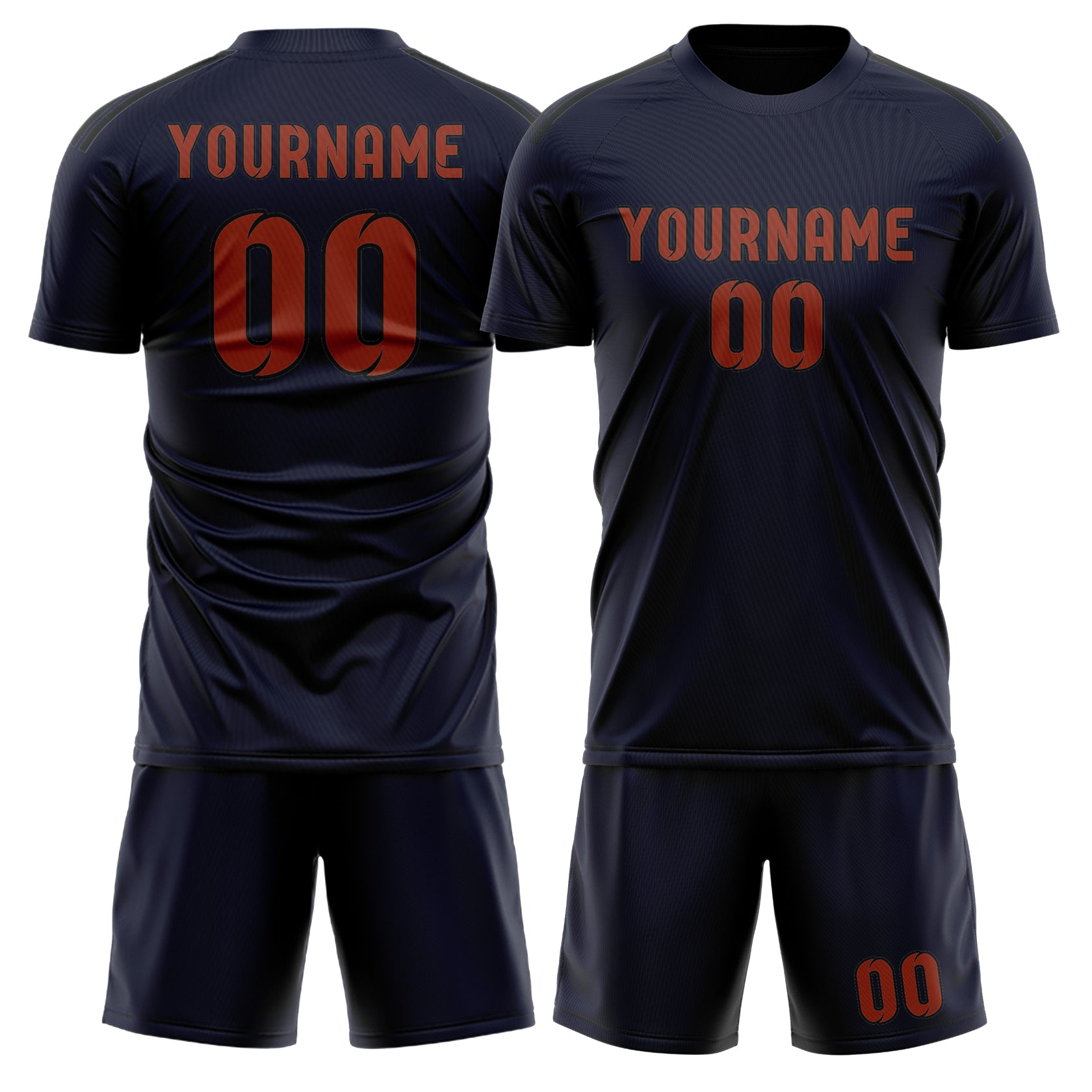 Maßgeschneidertes Professionelles Stahlblau Korallenrot Fußballtrikot-Set