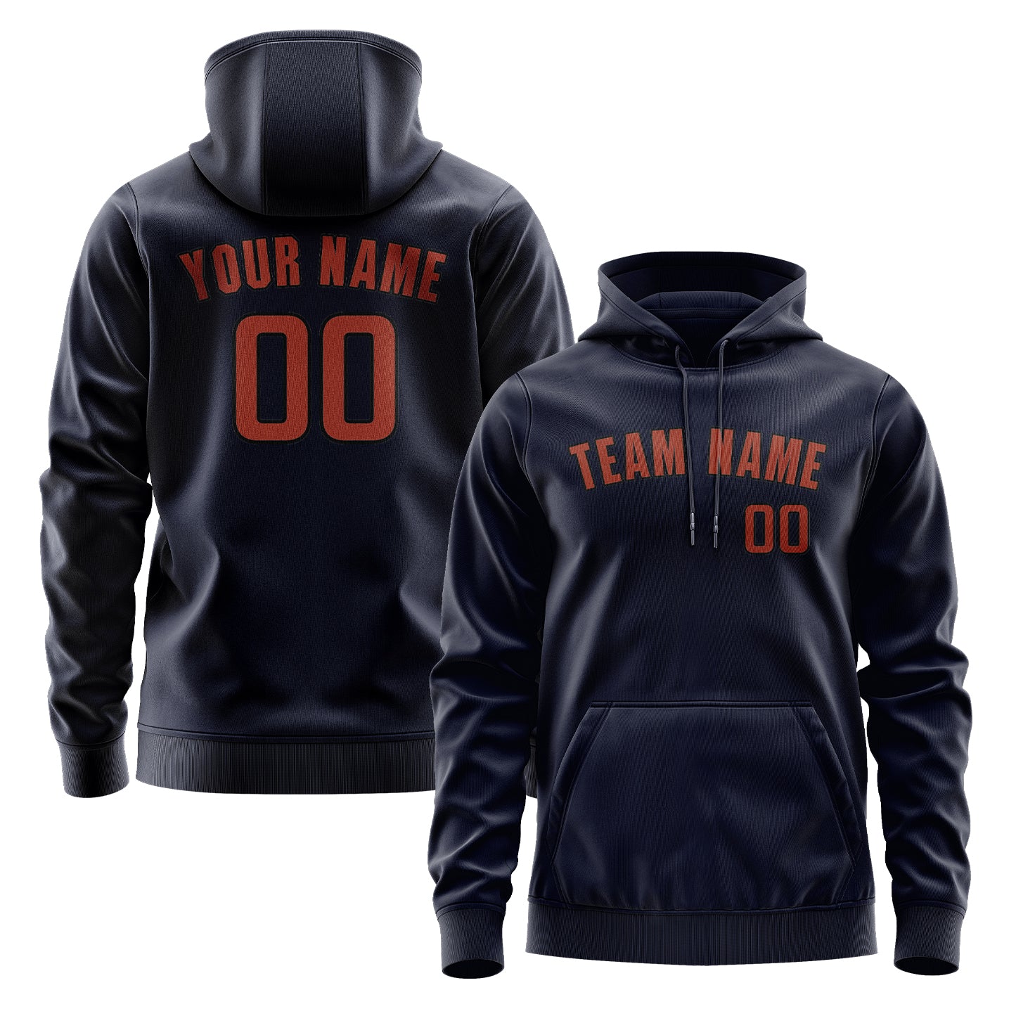 Maßgeschneidertes Stahlblau Korallenrot Hoodie