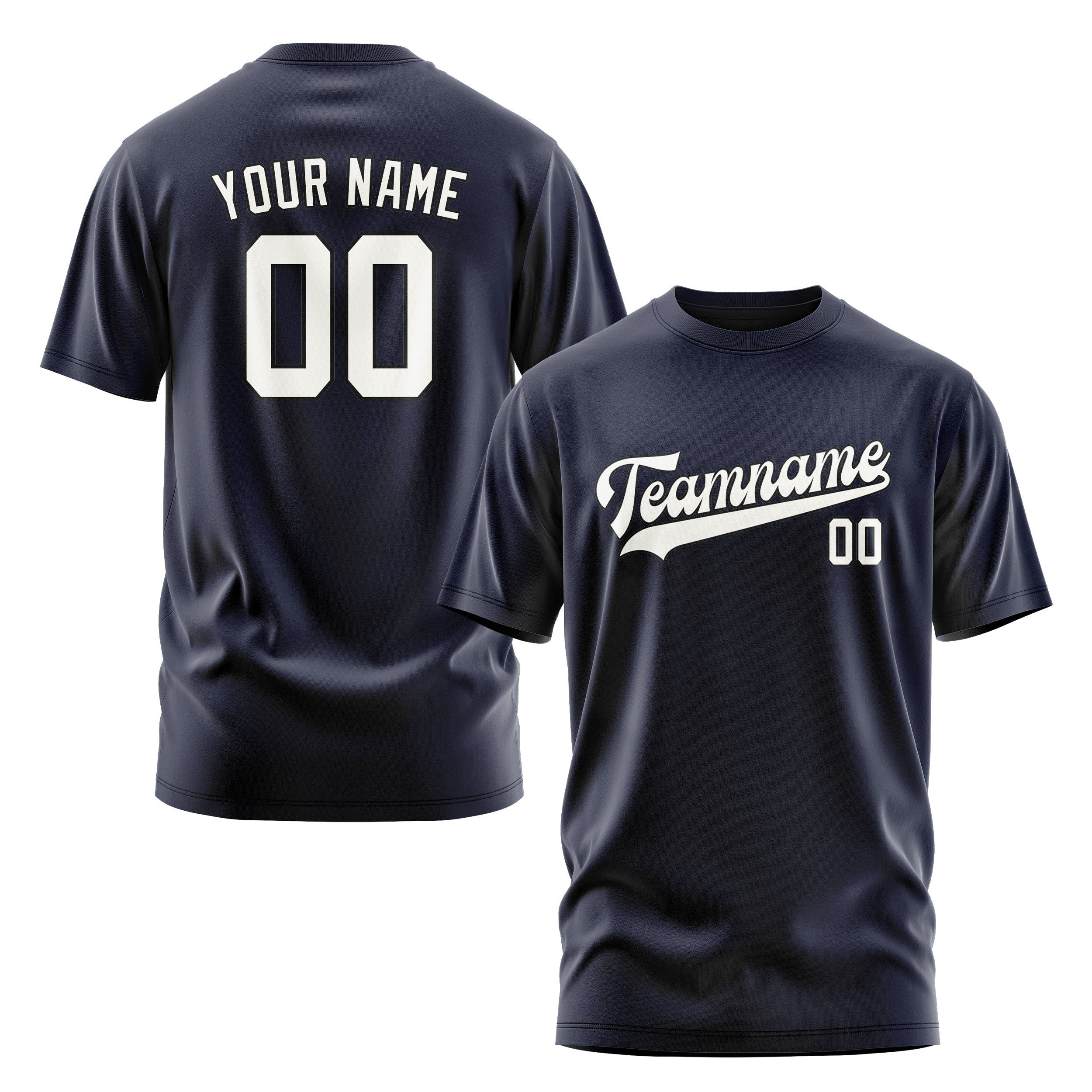 Maßgeschneidertes Stahlblau Weiß T-Shirt
