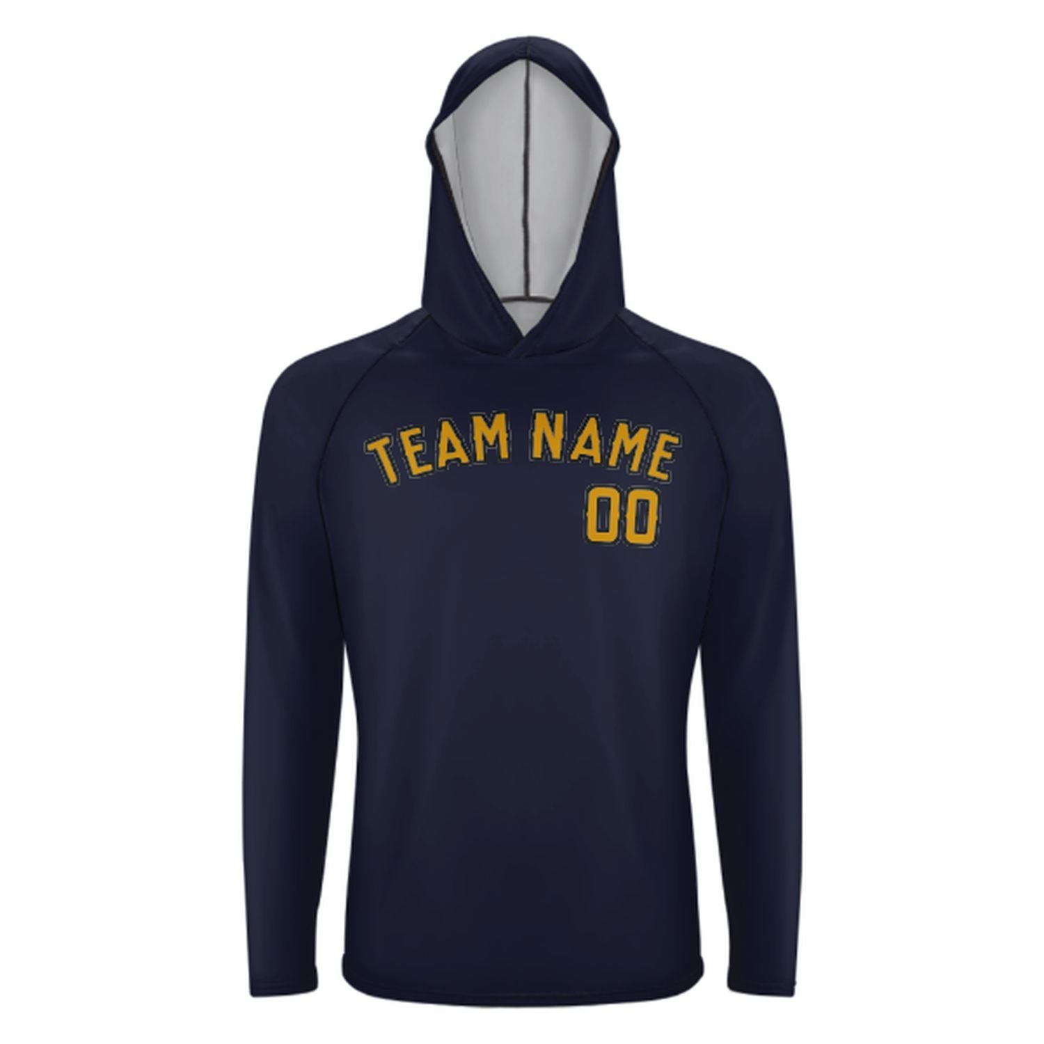 Maßgeschneidertes Stahlblau Gelb UV-Hoodie