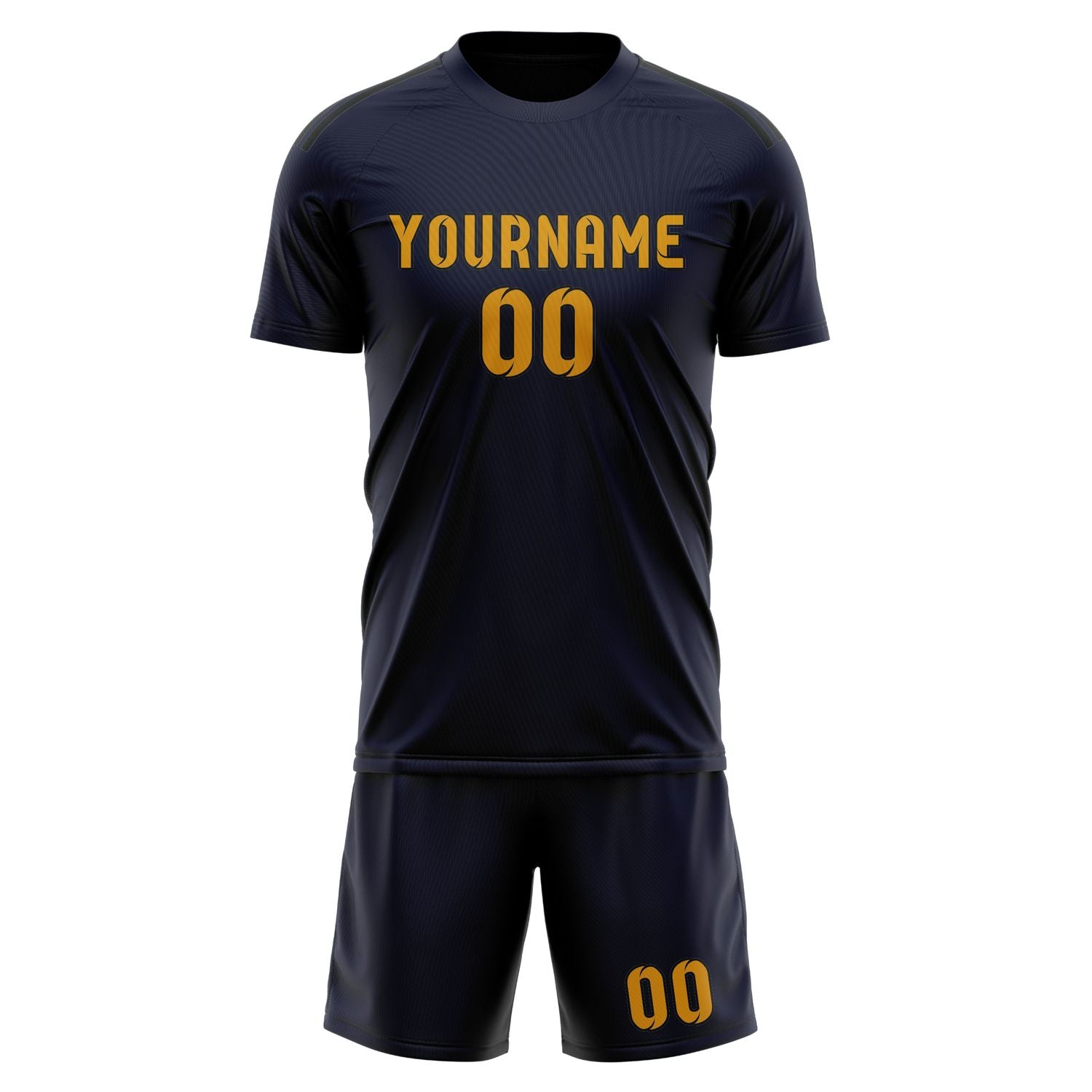 Maßgeschneidertes Professionelles Stahlblau Gelb Fußballtrikot-Set