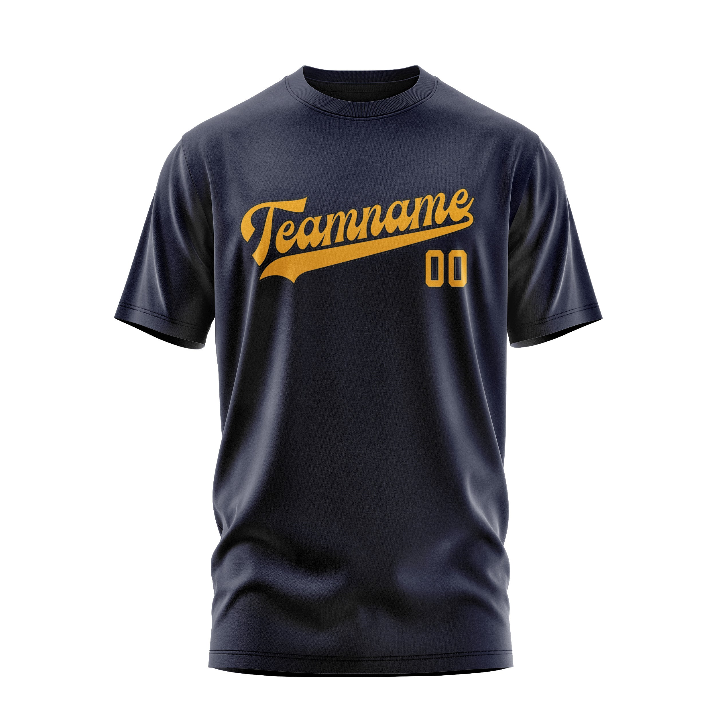 Maßgeschneidertes Stahlblau Gelb T-Shirt