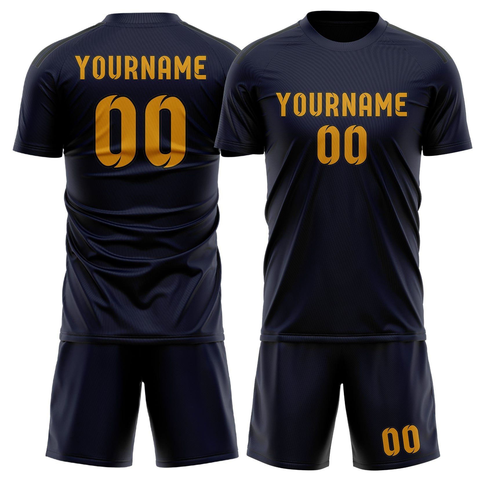 Maßgeschneidertes Professionelles Stahlblau Gelb Fußballtrikot-Set