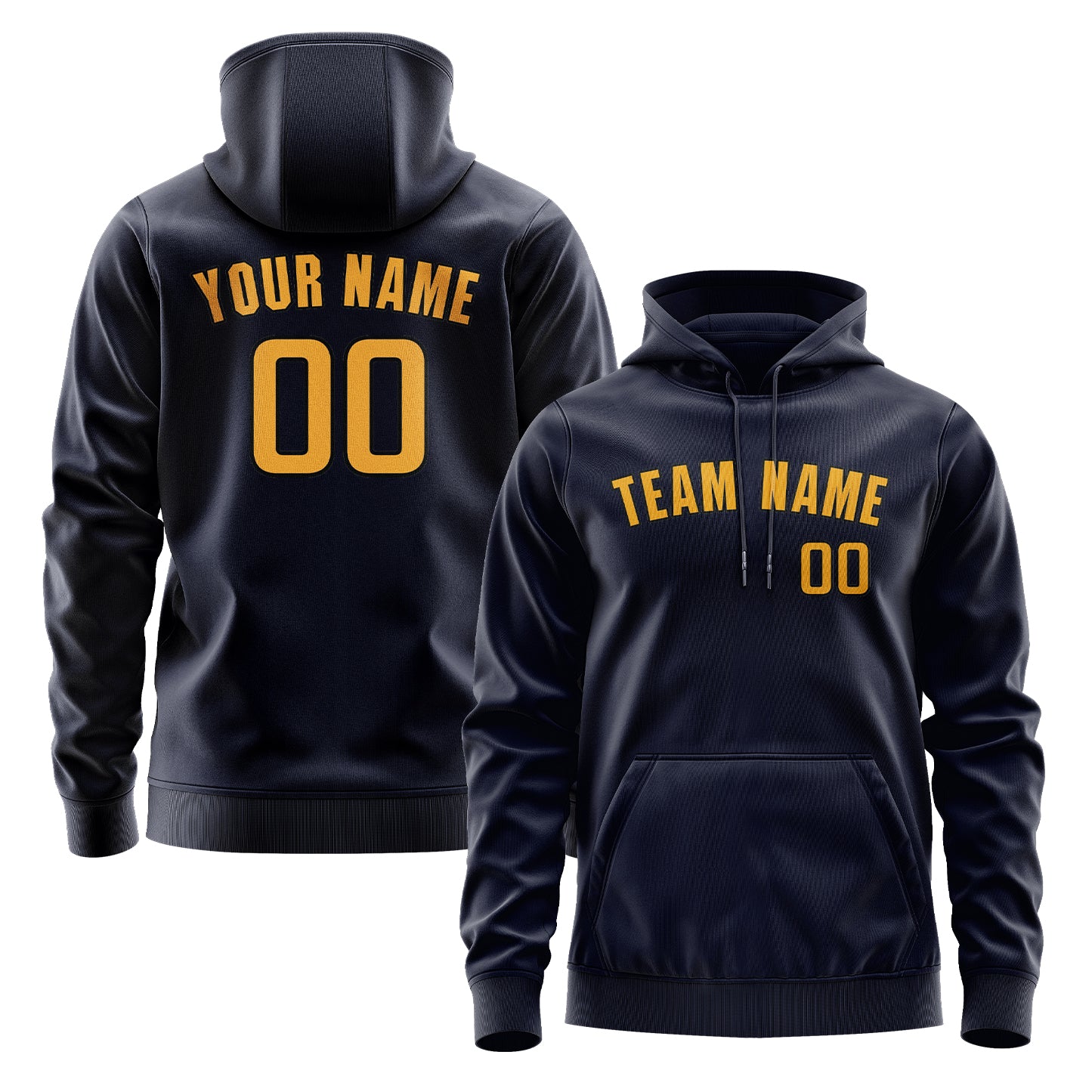 Maßgeschneidertes Stahlblau Gelb Hoodie