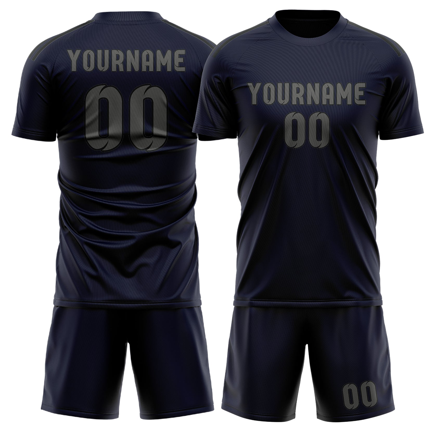 Maßgeschneidertes Professionelles Stahlblau Dunkelgrau Fußballtrikot-Set