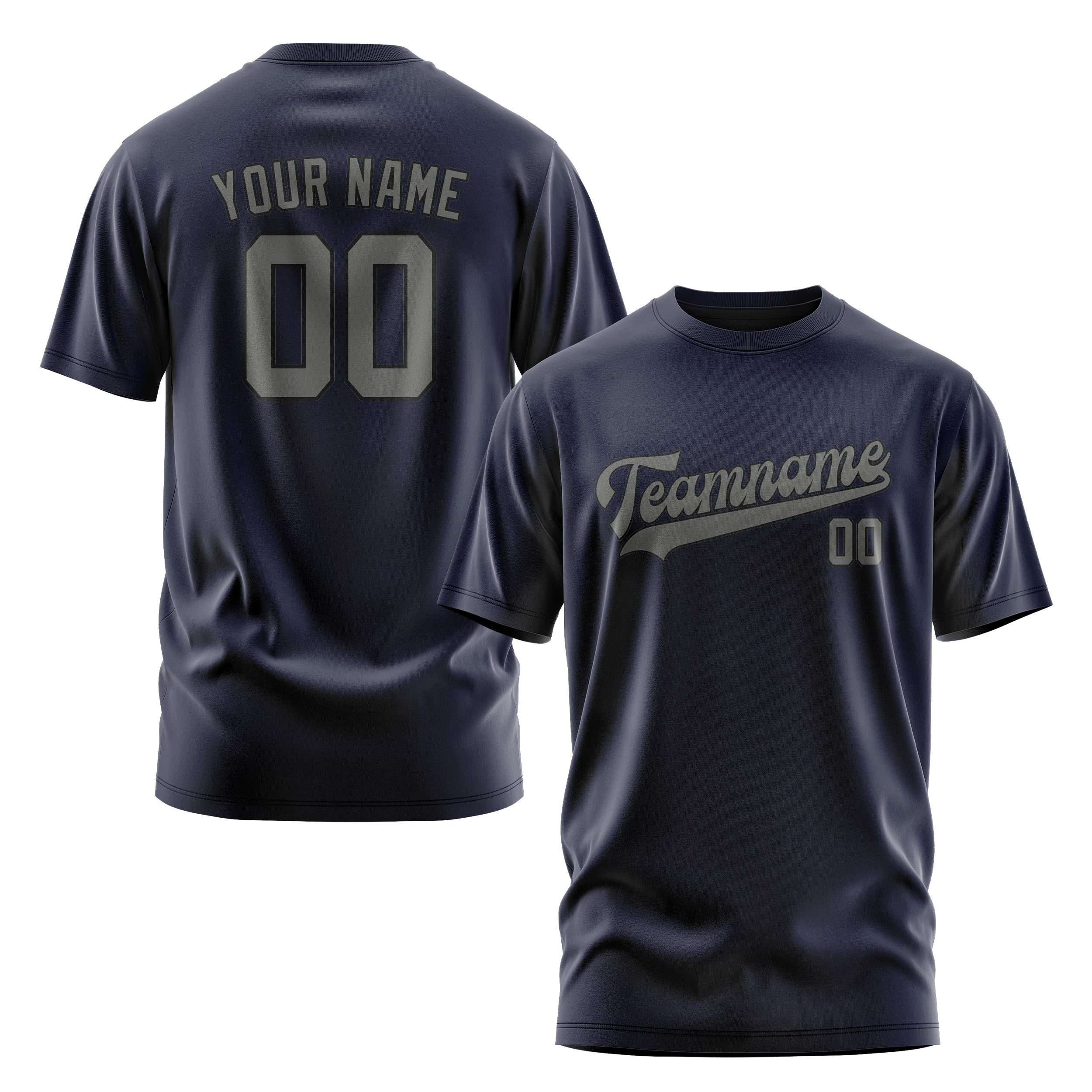 Maßgeschneidertes Stahlblau Dunkelgrau T-Shirt