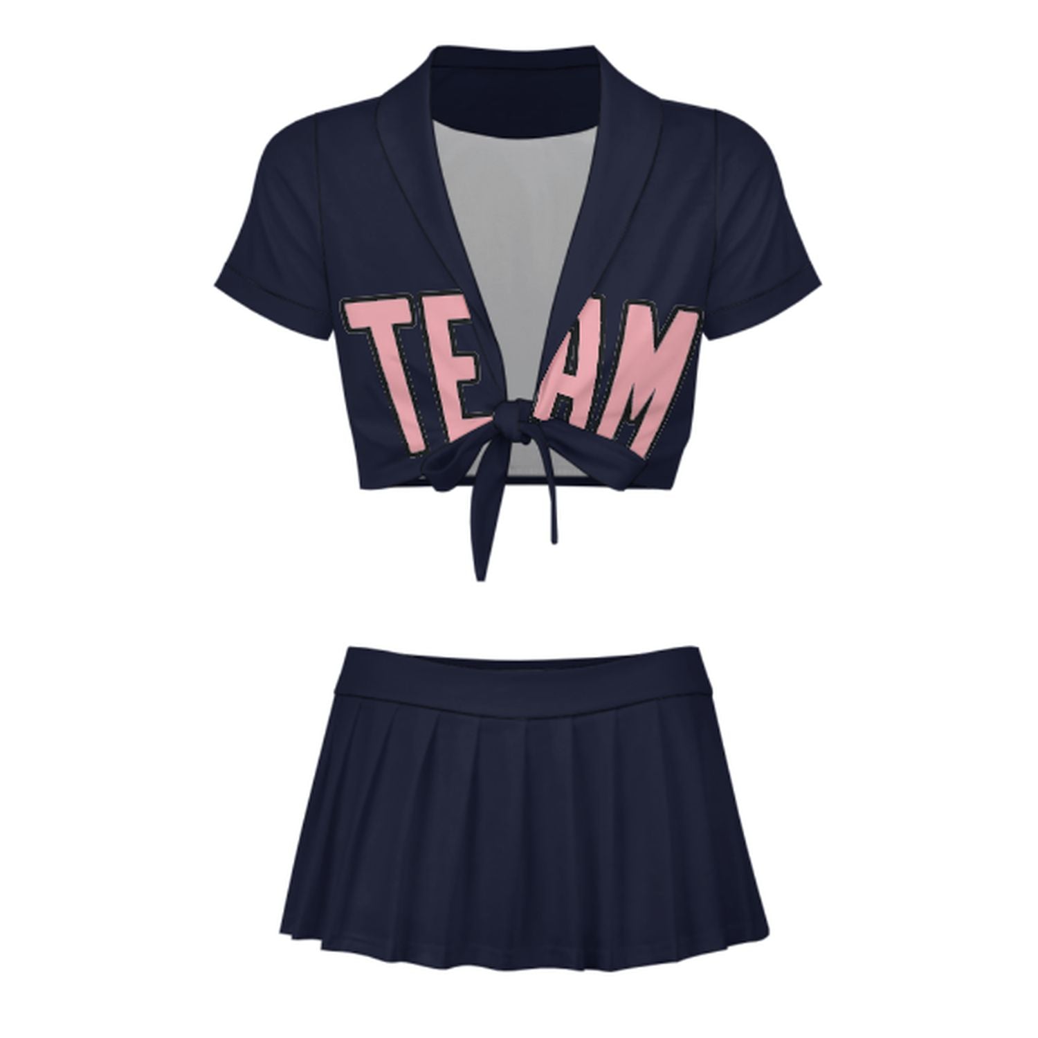 Completo da cheerleader personalizzato blu acciaio e rosa