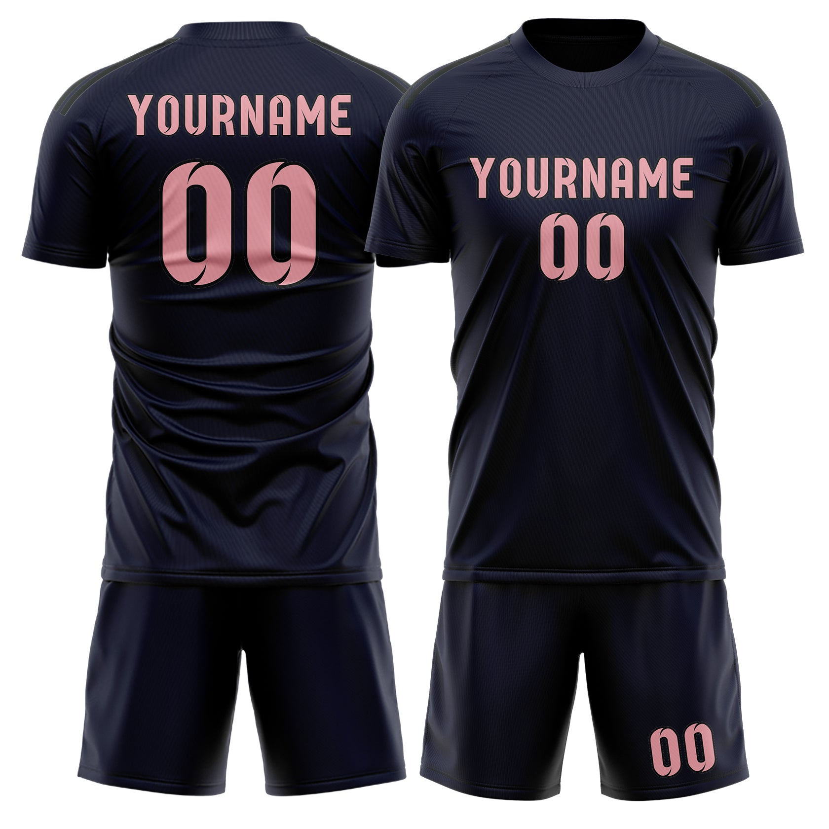 Maßgeschneidertes Professionelles Stahlblau Rosa Fußballtrikot-Set